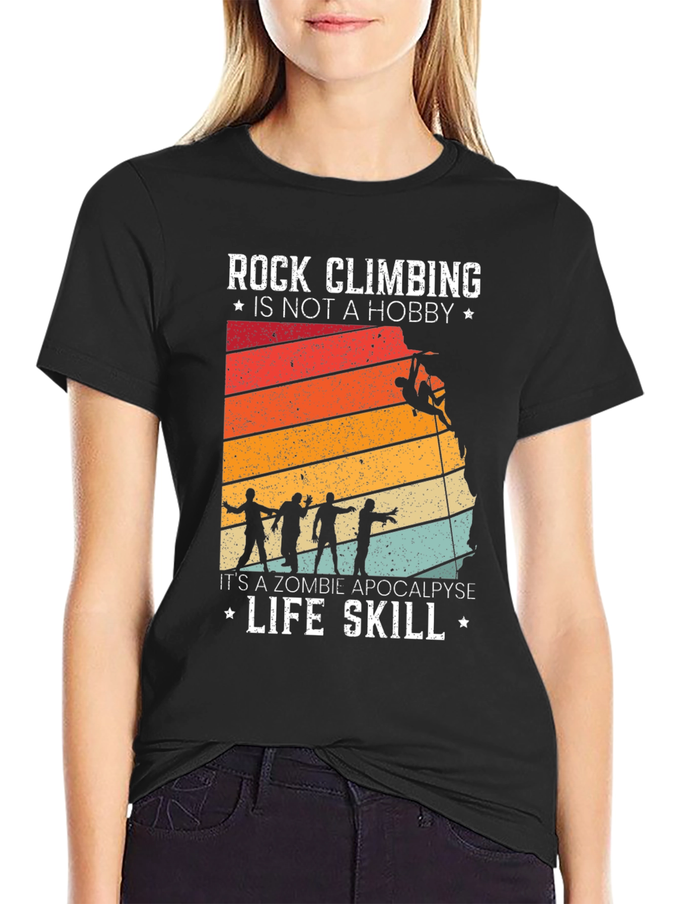 Rock Climbing Zombie Apocalypse T-Shirt