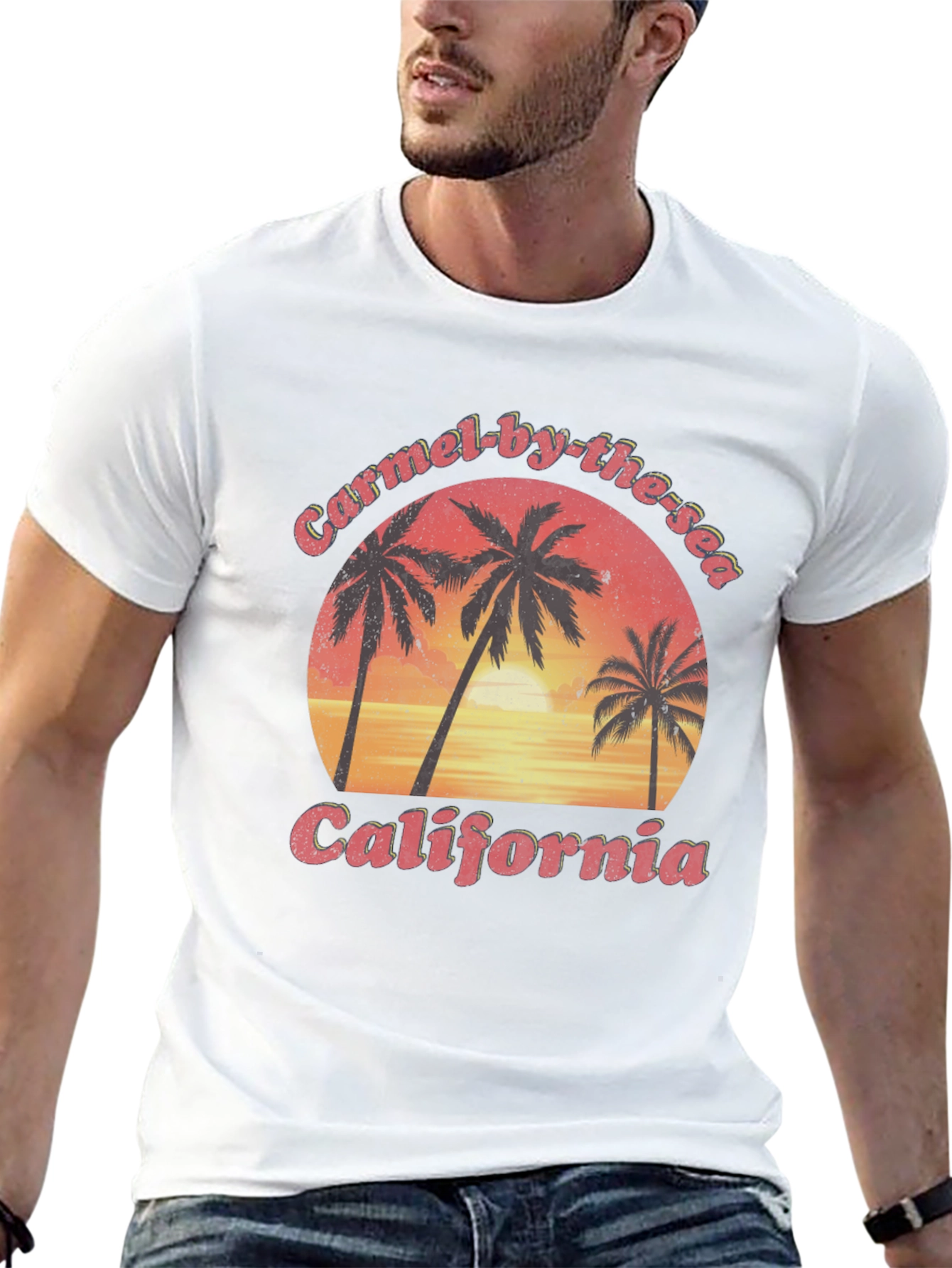 Carmel-by-the-Sea California Palm Sunset Graphic T-Shirt