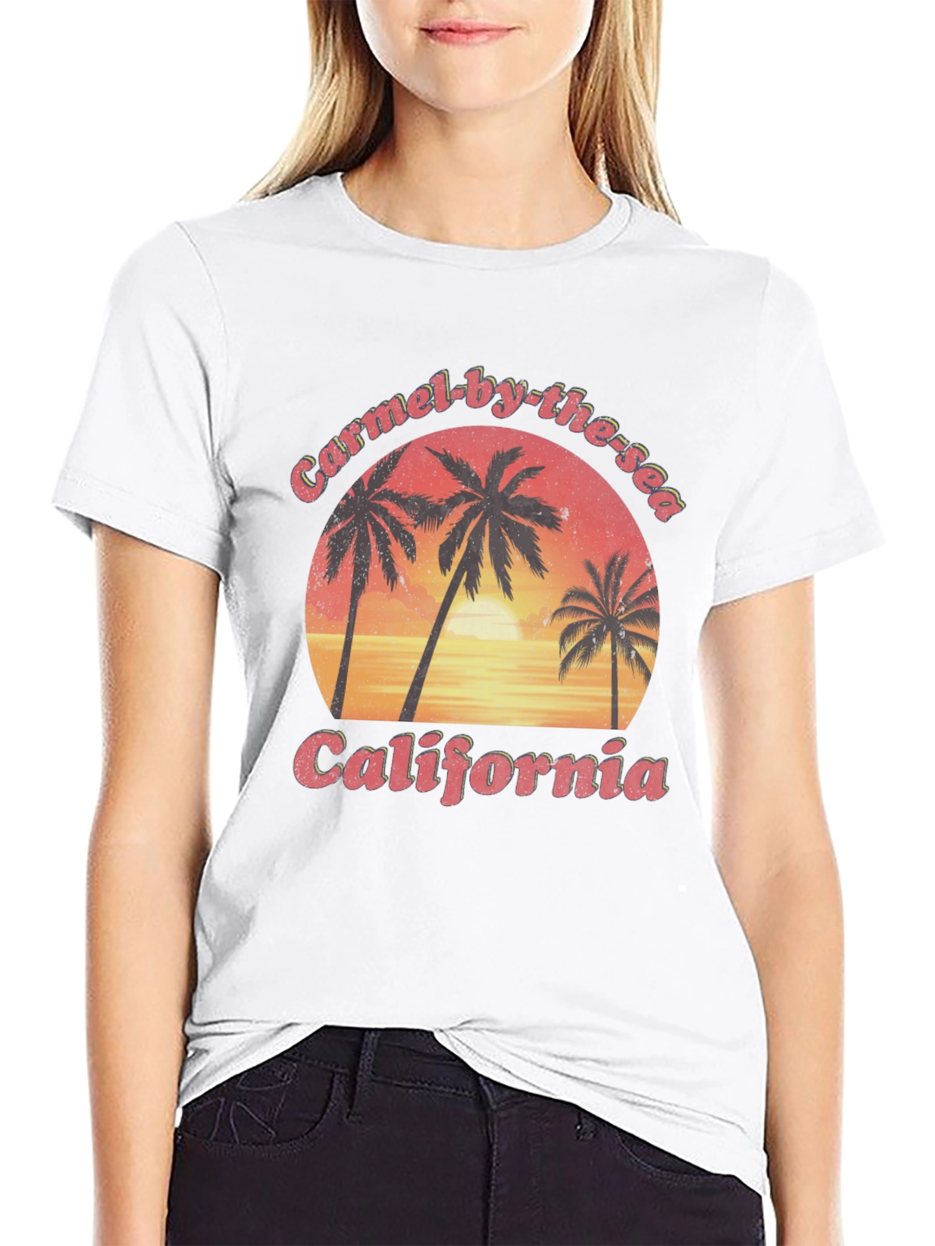 Carmel-by-the-Sea California Palm Sunset Graphic T-Shirt