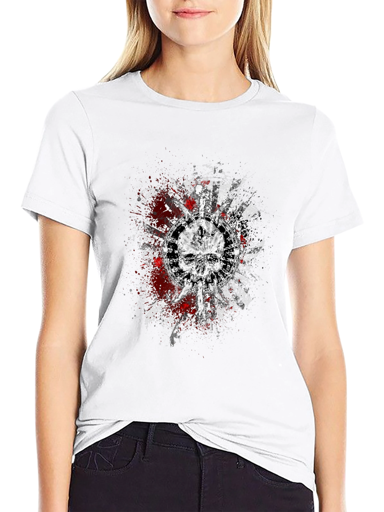 Skull Graphic Print Black T-Shirt
