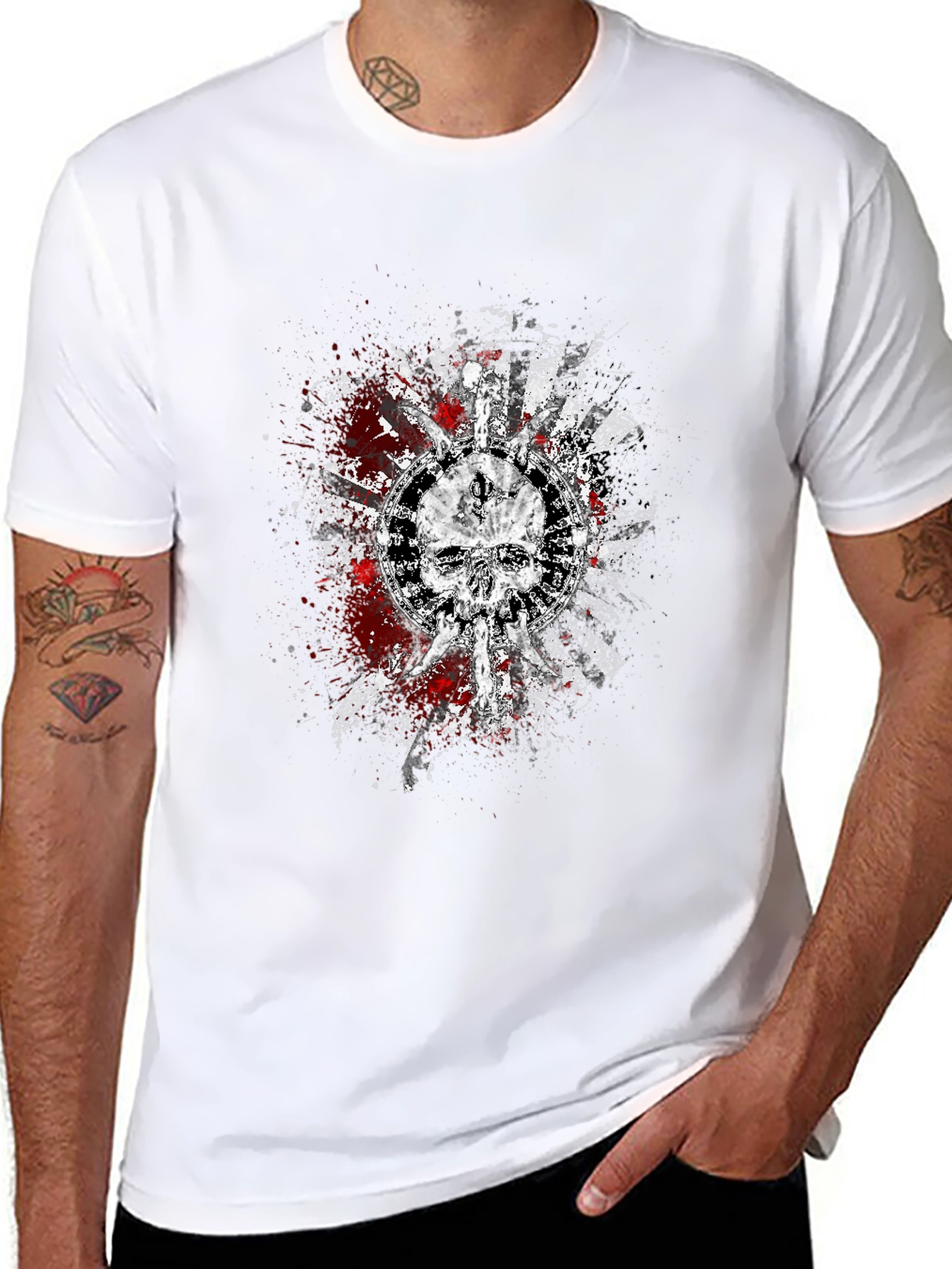 Skull Graphic Print Black T-Shirt