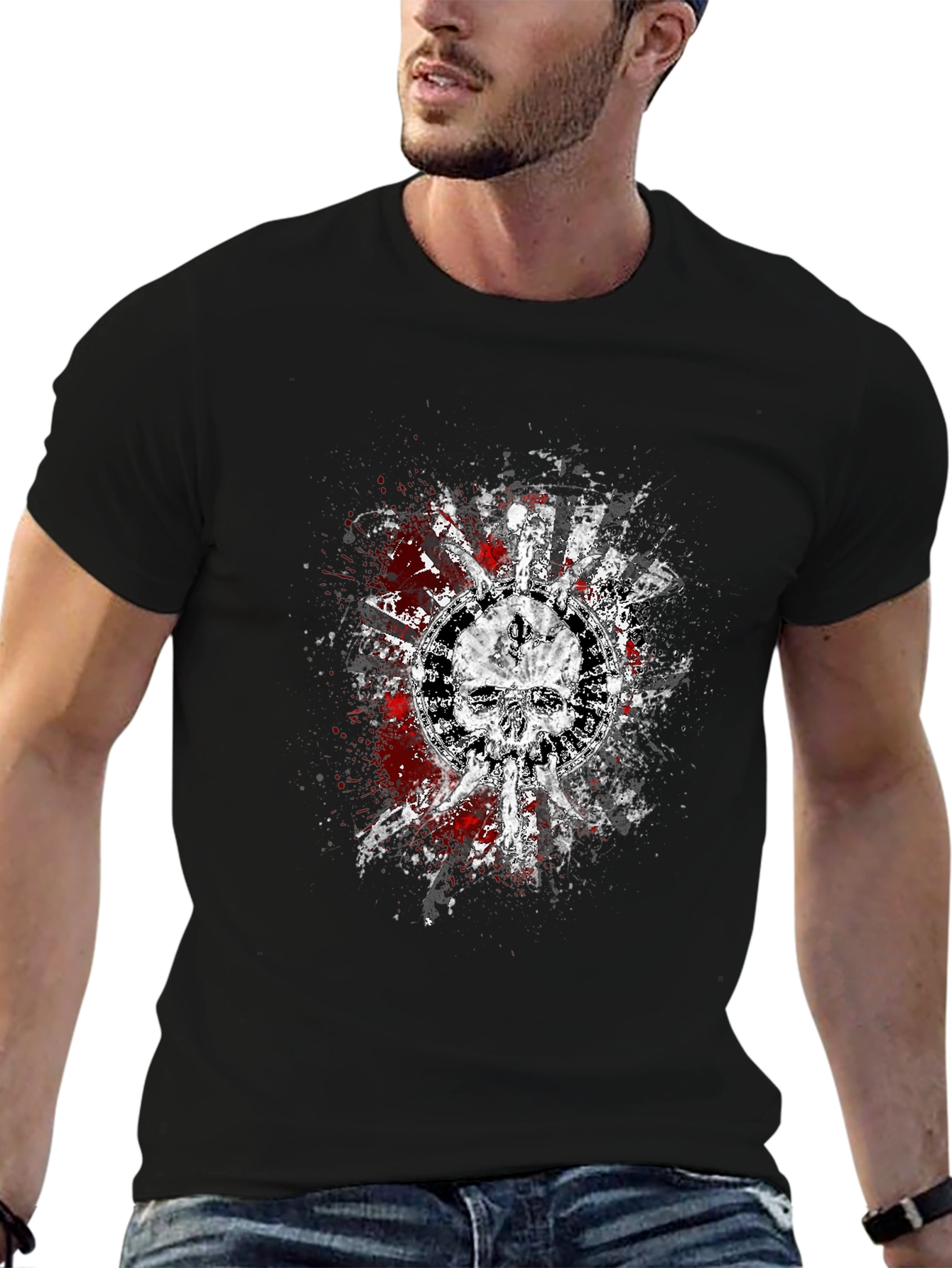 Skull Graphic Print Black T-Shirt