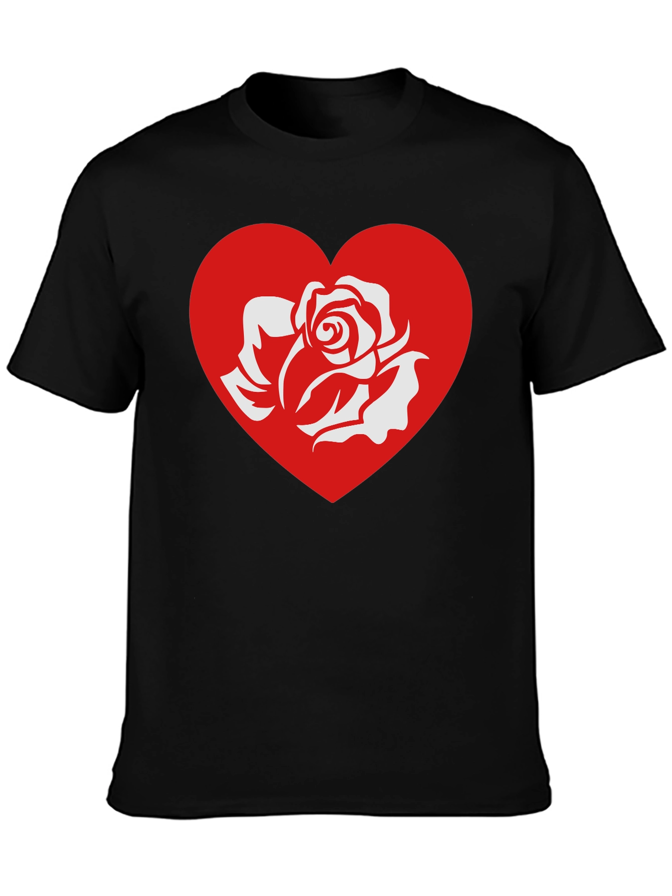 Rose Heart Graphic Tee - Stylish Black T-Shirt