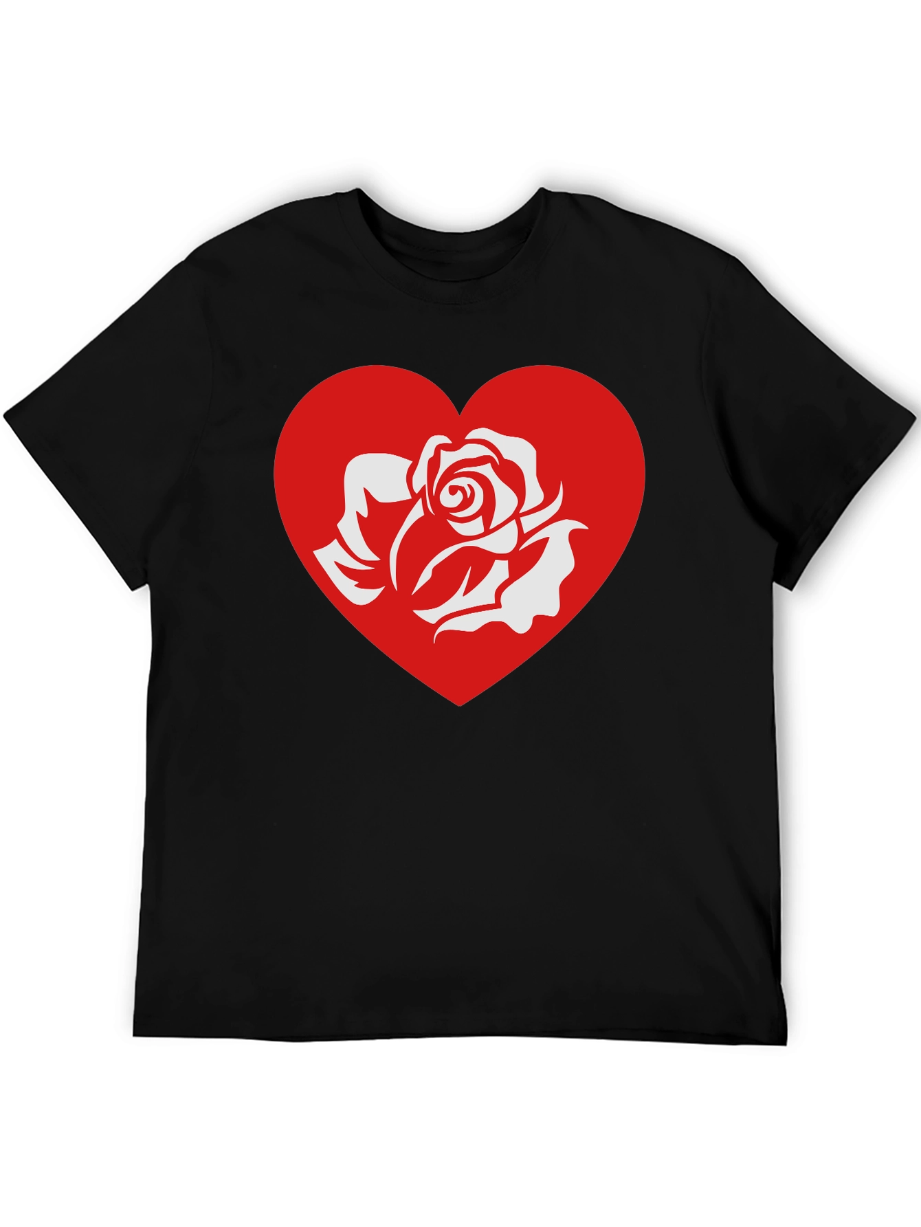 Rose Heart Graphic Tee - Stylish Black T-Shirt