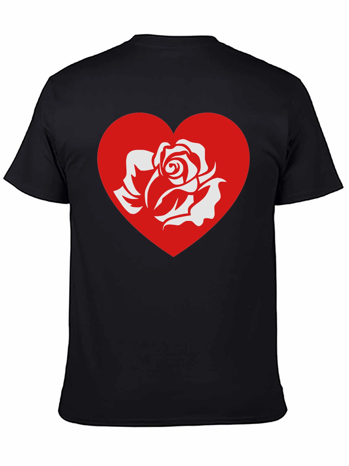 Rose Heart Graphic Tee - Stylish Black T-Shirt