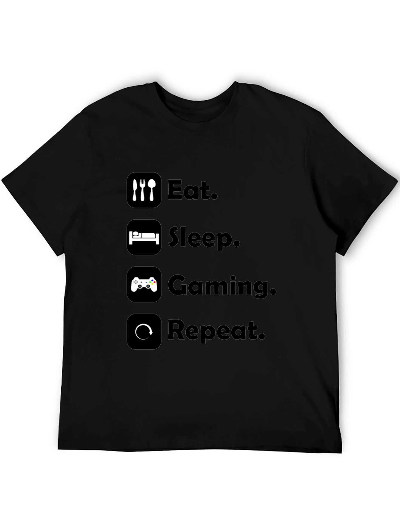 Eat Sleep Gaming Repeat Black T-Shirt