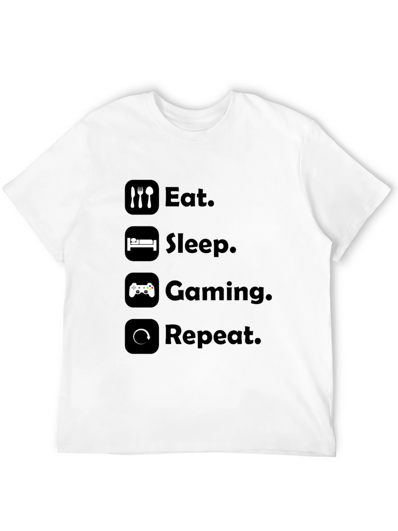 Eat Sleep Gaming Repeat Black T-Shirt