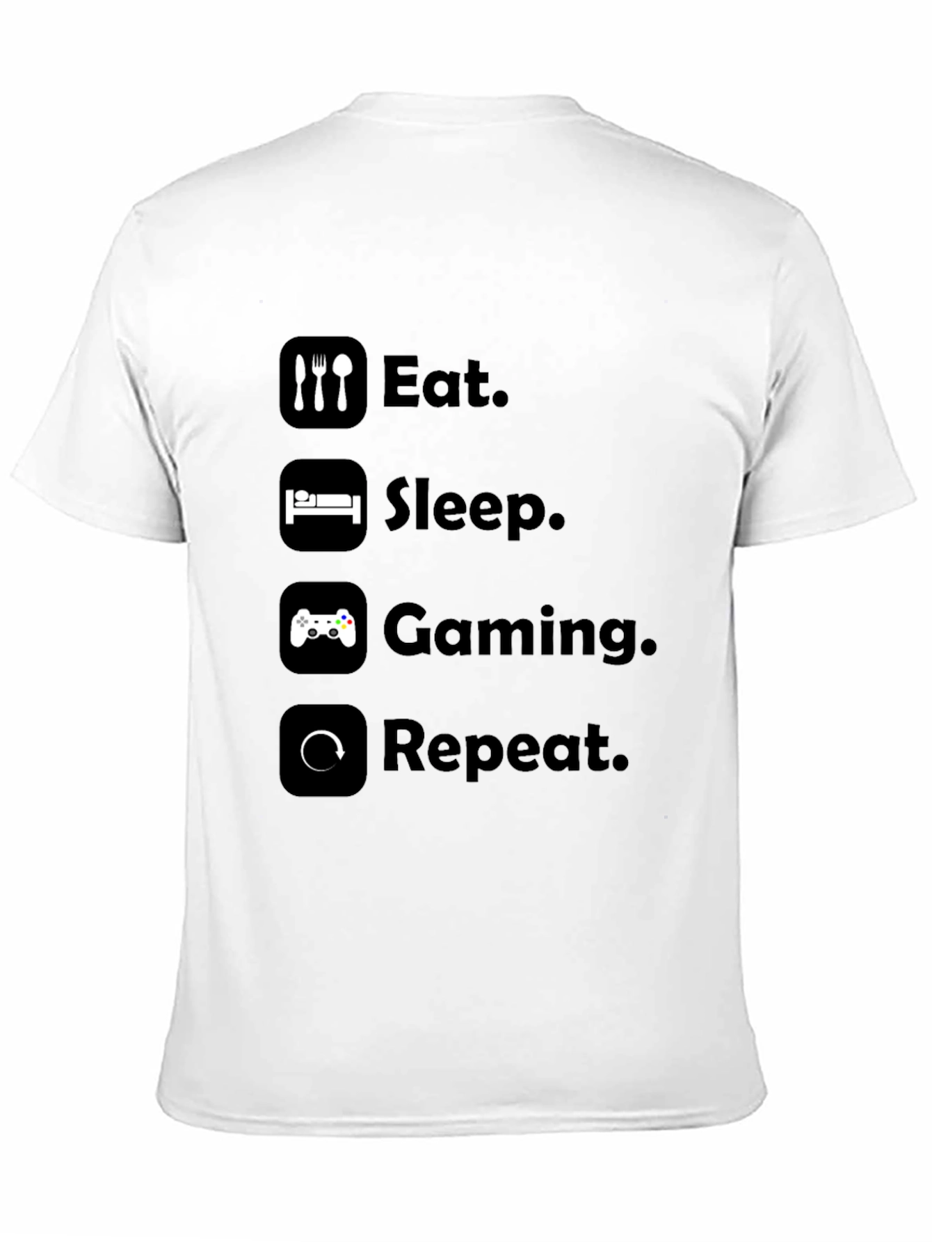 Eat Sleep Gaming Repeat Black T-Shirt