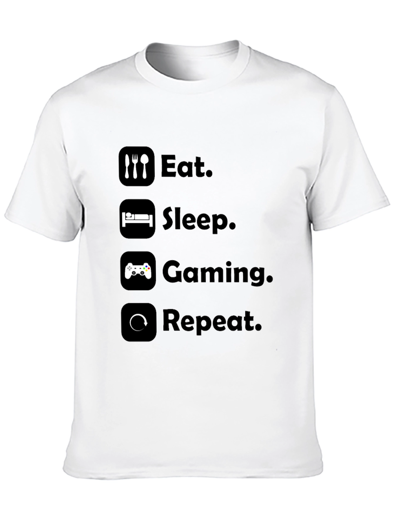 Eat Sleep Gaming Repeat Black T-Shirt