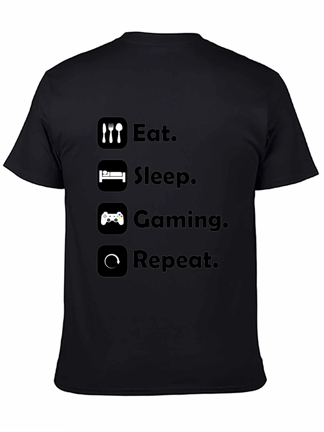 Eat Sleep Gaming Repeat Black T-Shirt