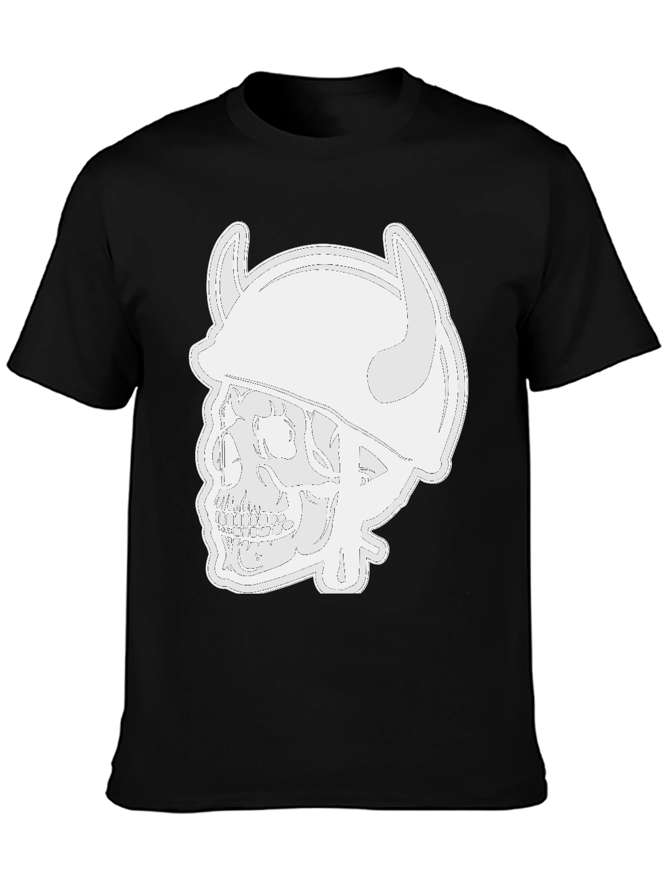 Skull Viking Helmet Black T-Shirt