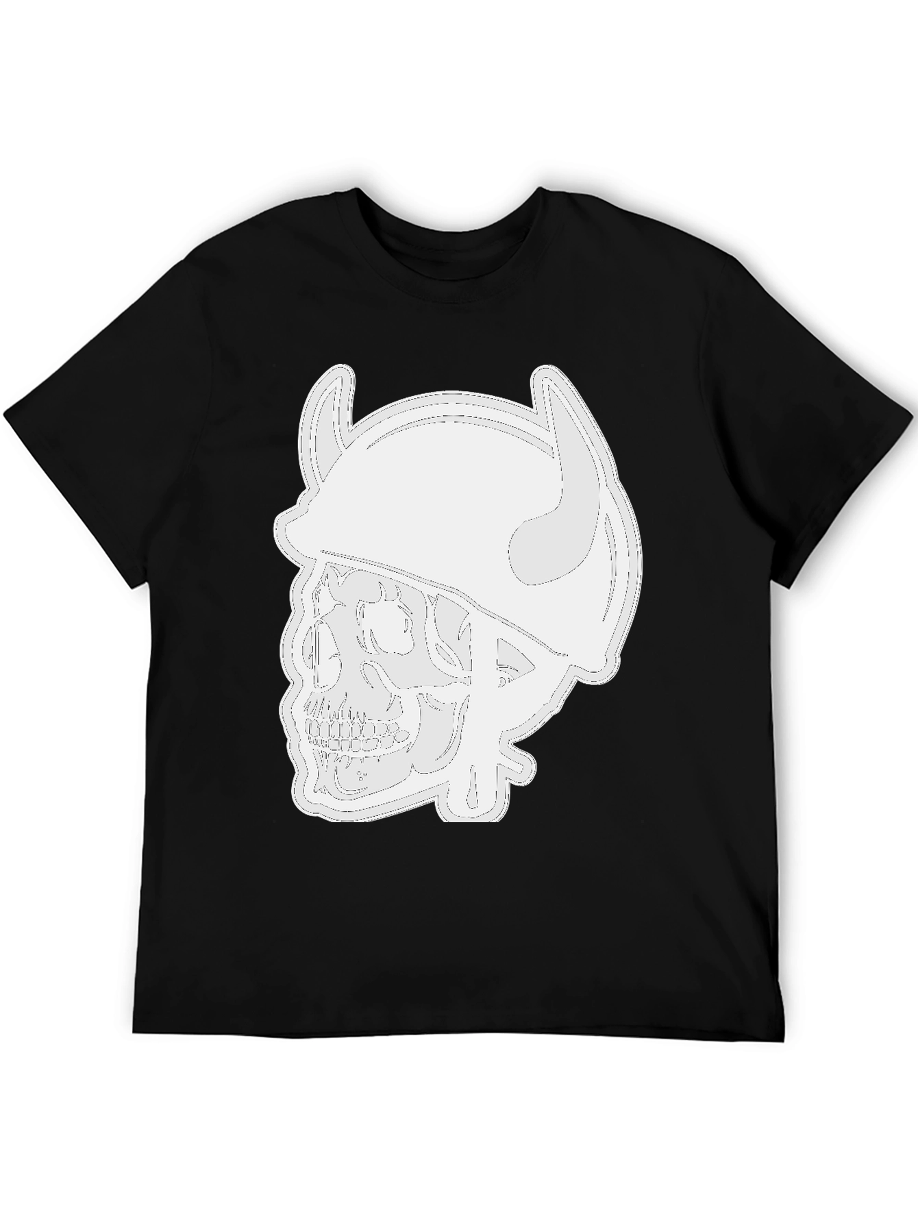Skull Viking Helmet Black T-Shirt