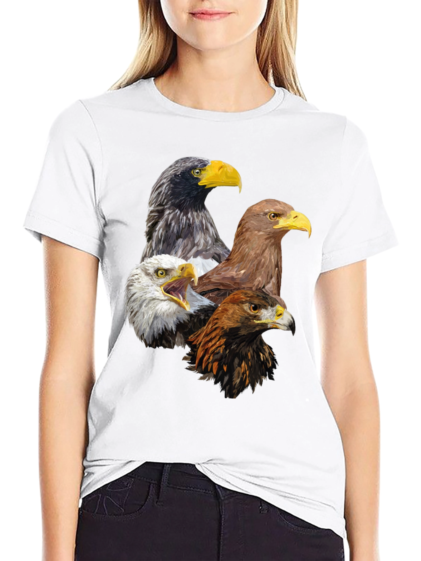 Eagle Heads Graphic Print T-Shirt
