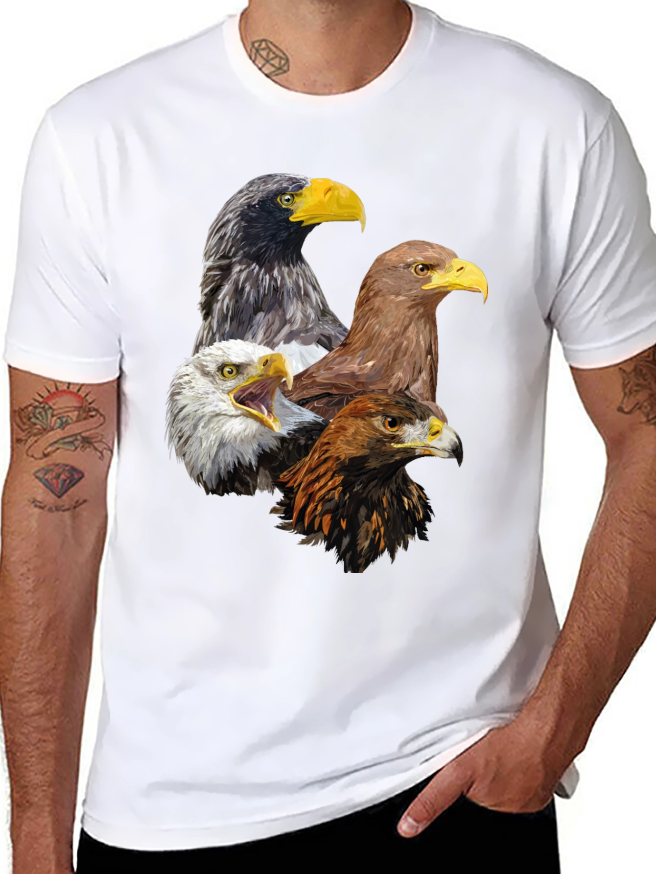 Eagle Heads Graphic Print T-Shirt