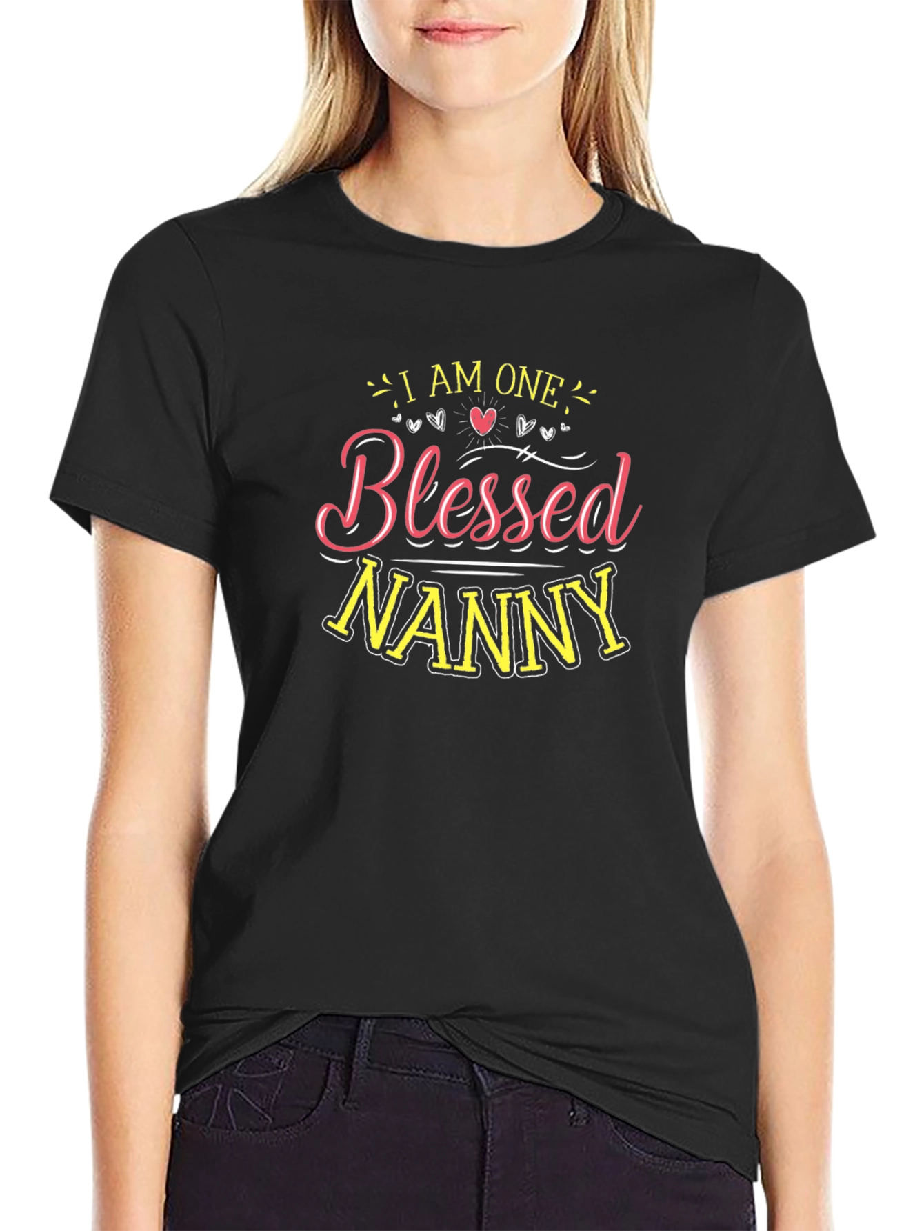 Blessed Nanny Graphic Tee - Black Cotton T-Shirt
