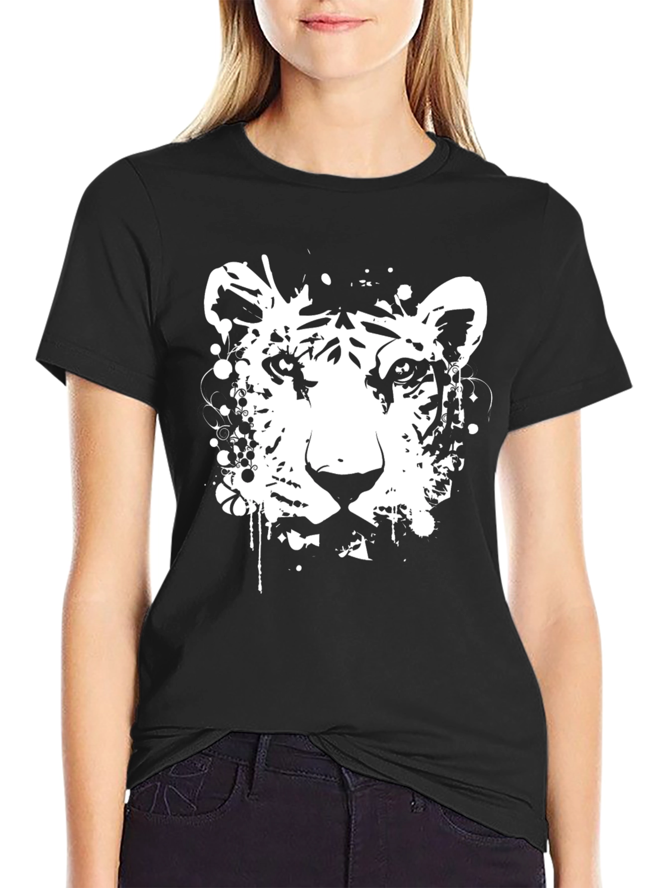 Tiger Graphic Print Black T-Shirt