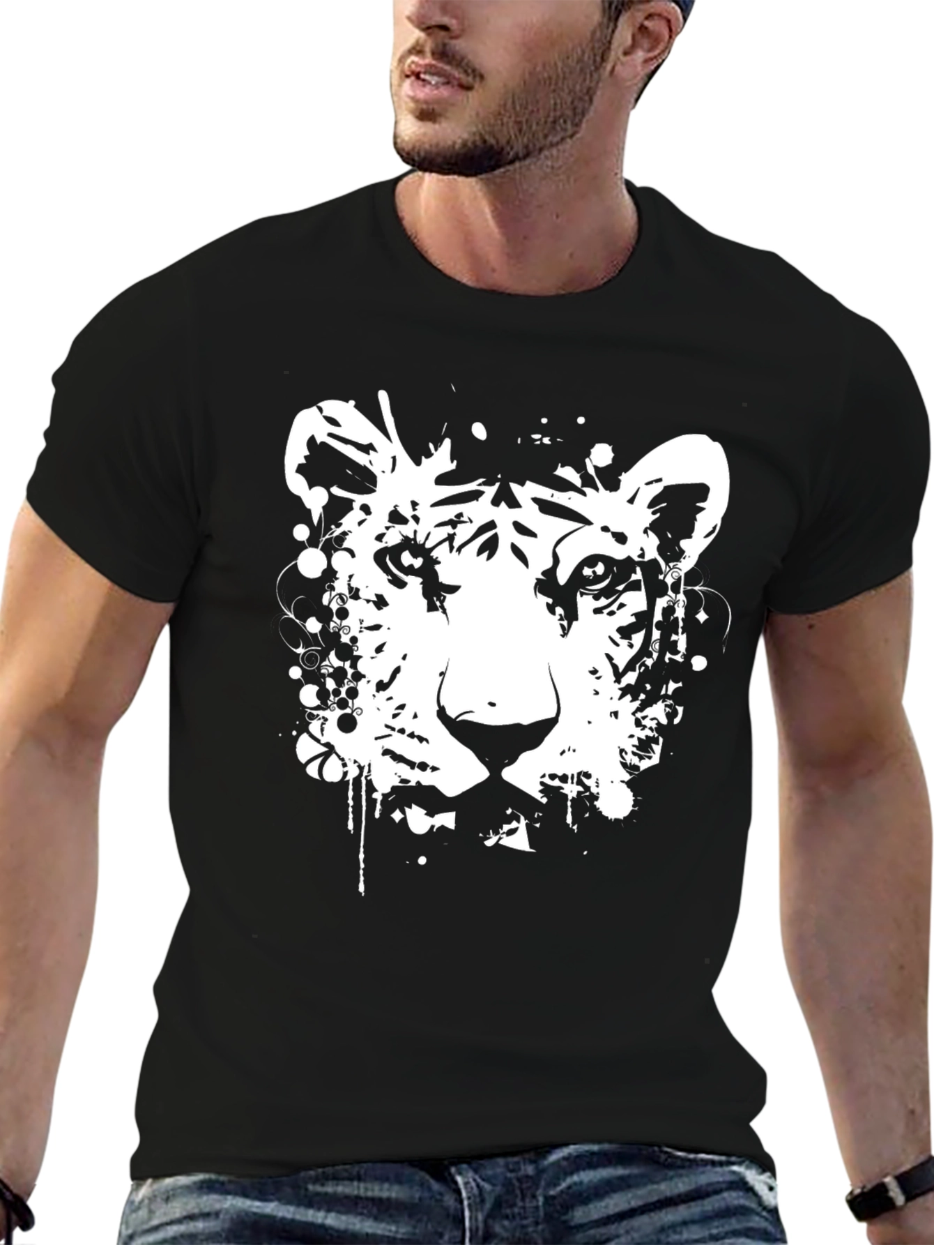 Tiger Graphic Print Black T-Shirt