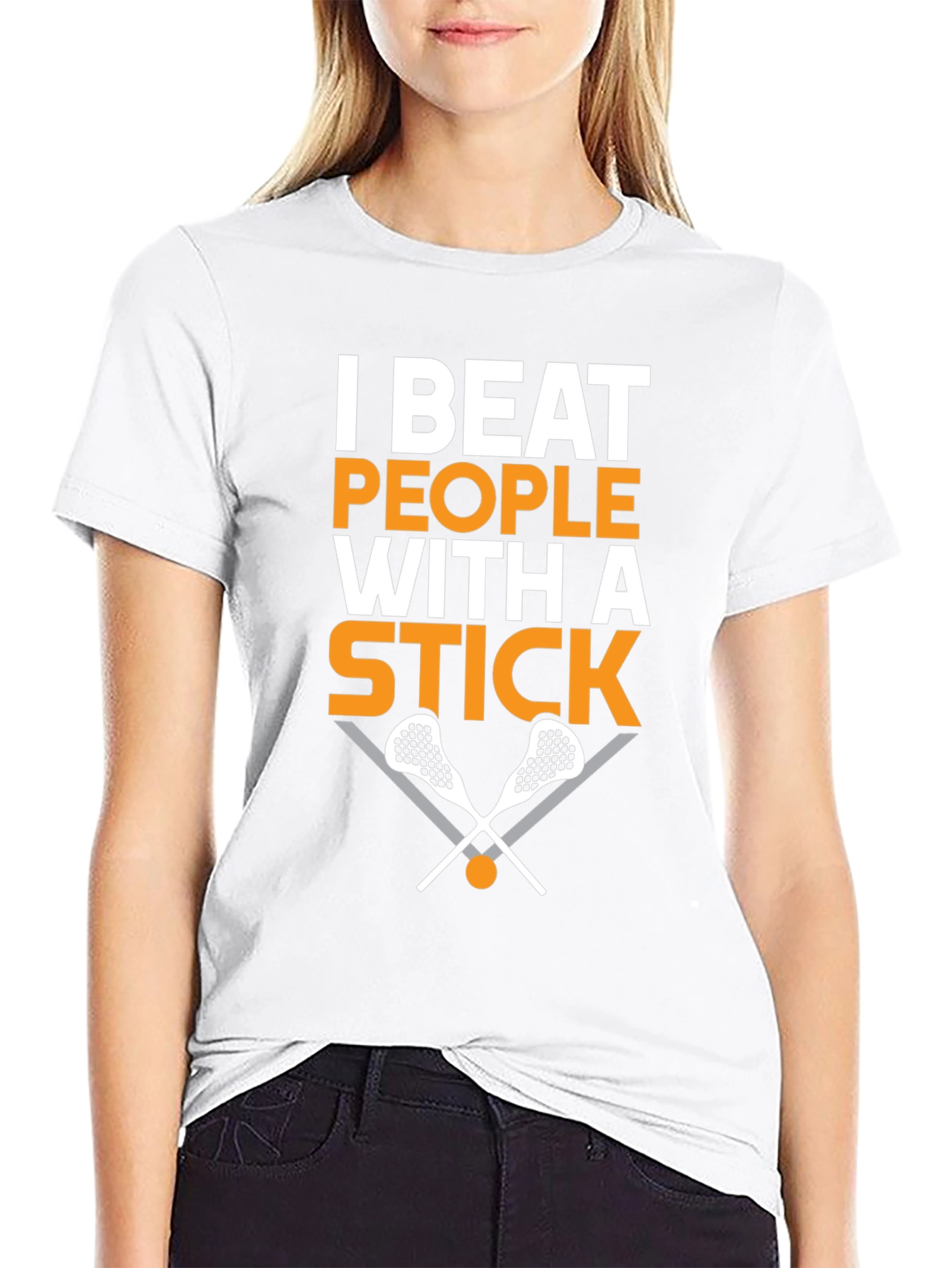 I Beat People with a Stick Lacrosse T-Shirt