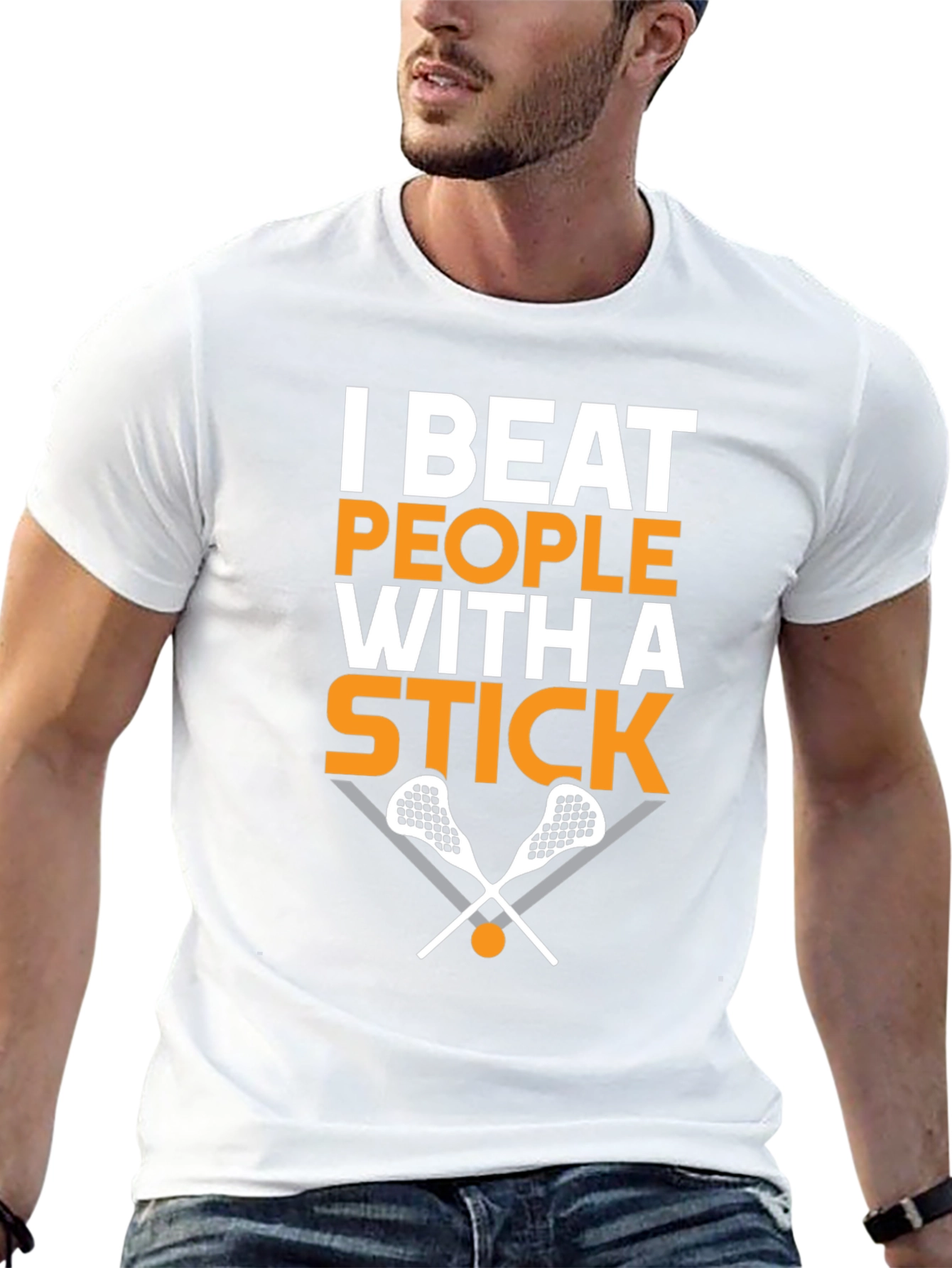 I Beat People with a Stick Lacrosse T-Shirt