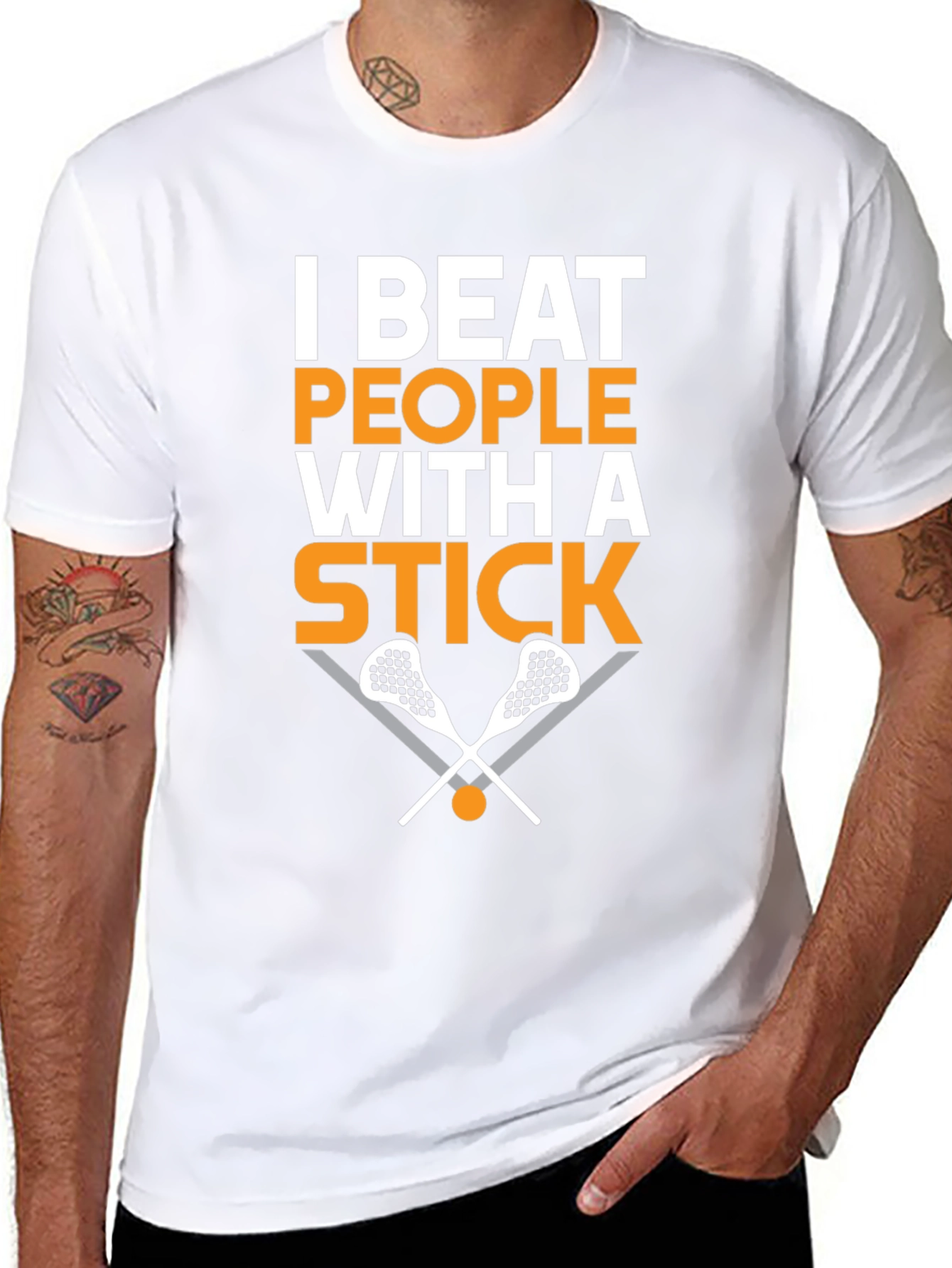 I Beat People with a Stick Lacrosse T-Shirt