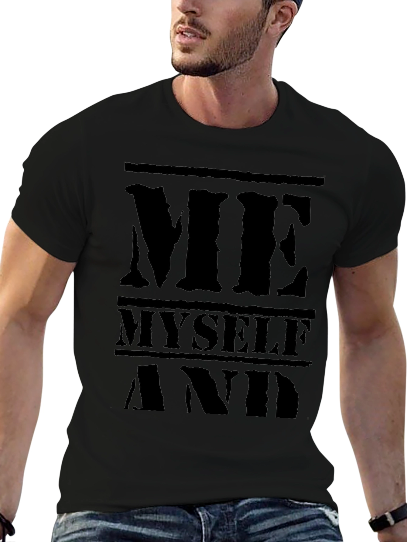 Me Myself and I Black Graphic T-Shirt