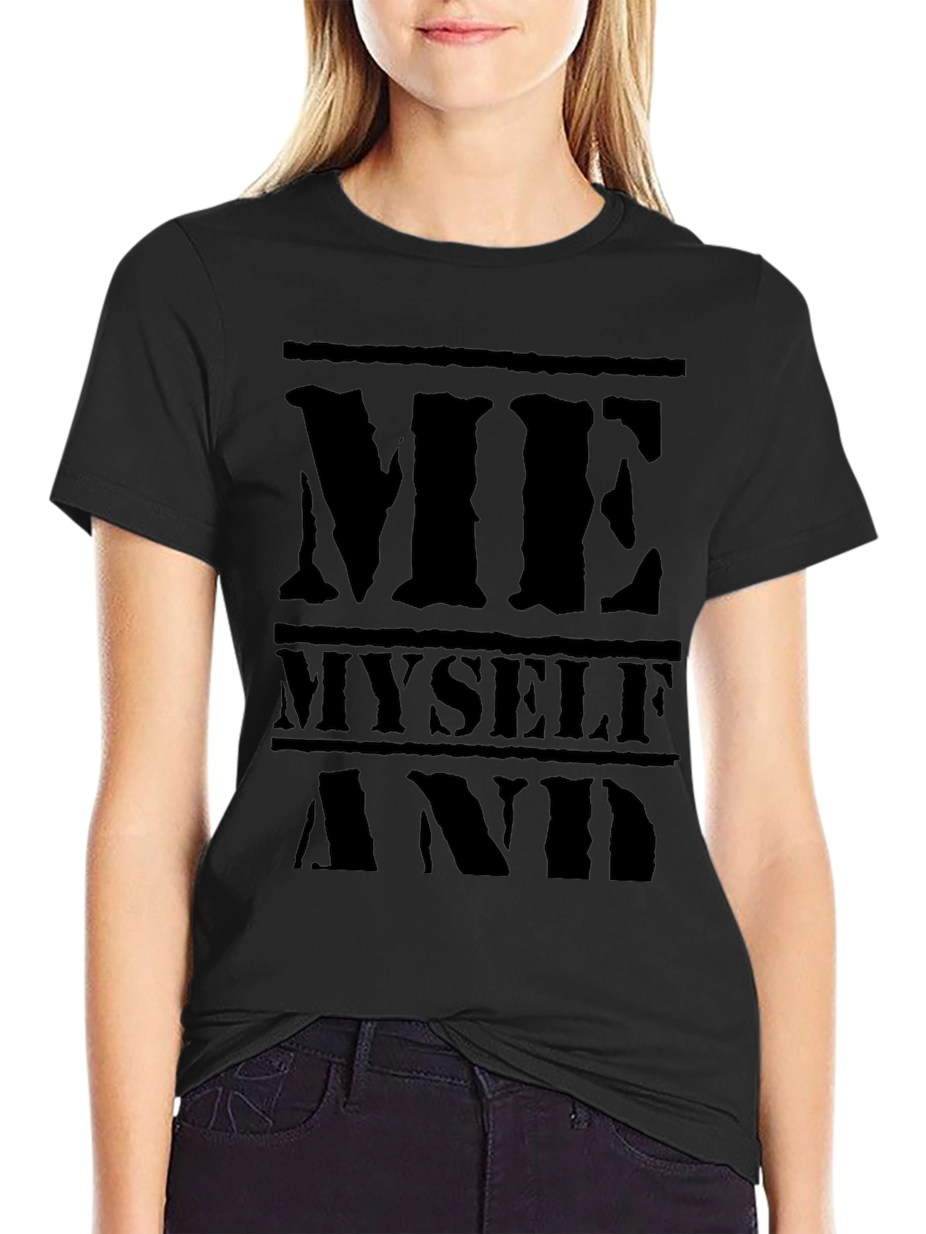 Me Myself and I Black Graphic T-Shirt