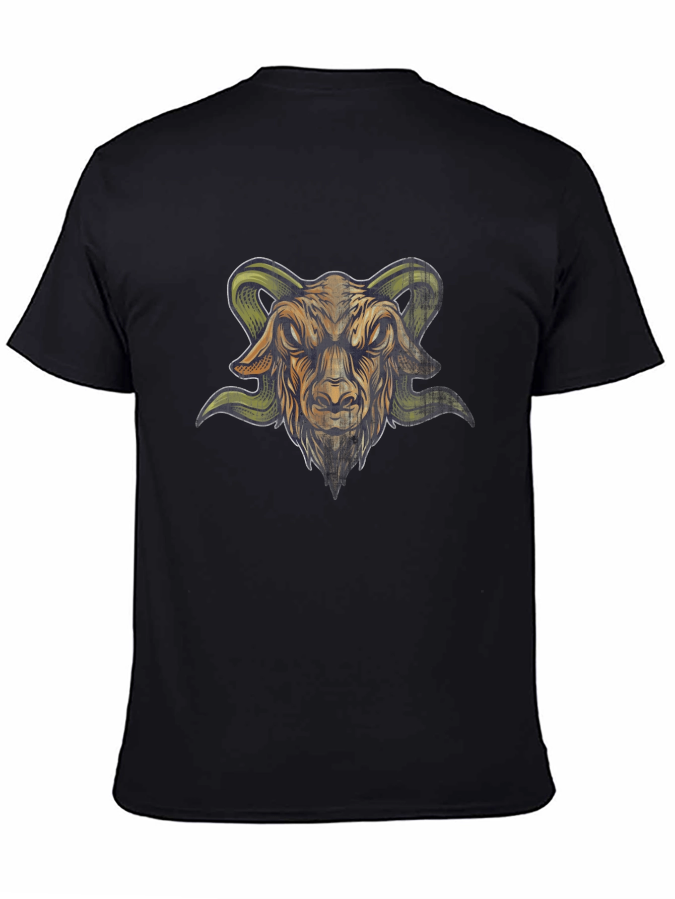 Mens Black T-Shirt with Goat Head Graphic