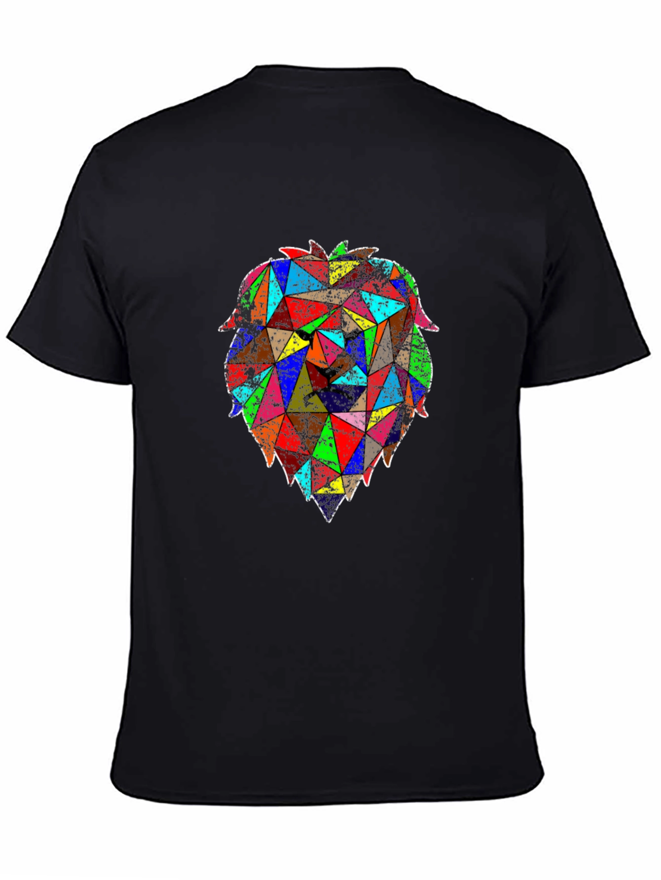Geometric Lion Graphic Black T-Shirt