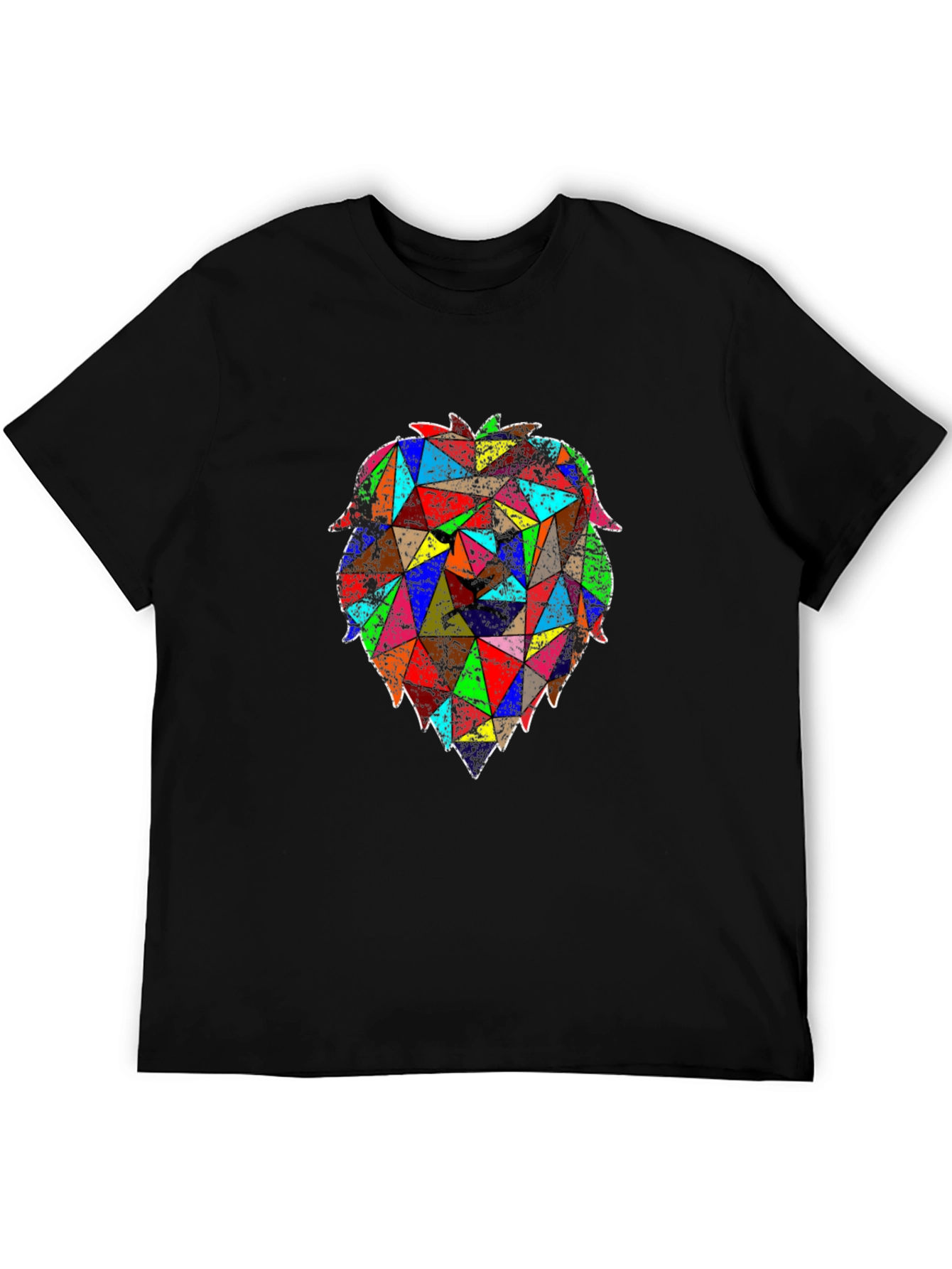 Geometric Lion Graphic Black T-Shirt