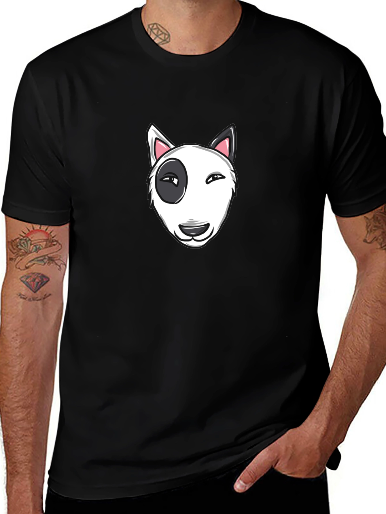 Cool Bull Terrier Graphic Black T-Shirt