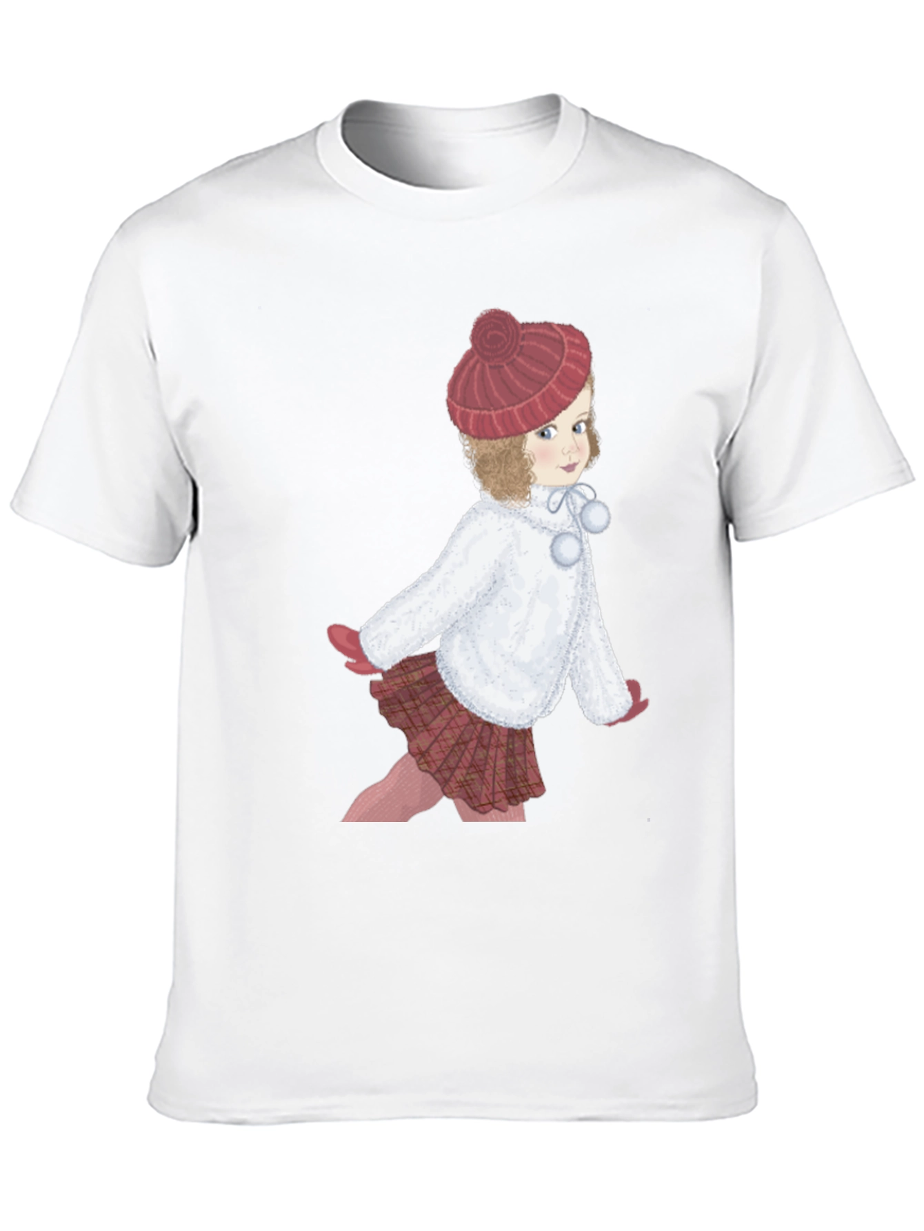 Girl with Hat Graphic Tee - Black Cotton T-Shirt
