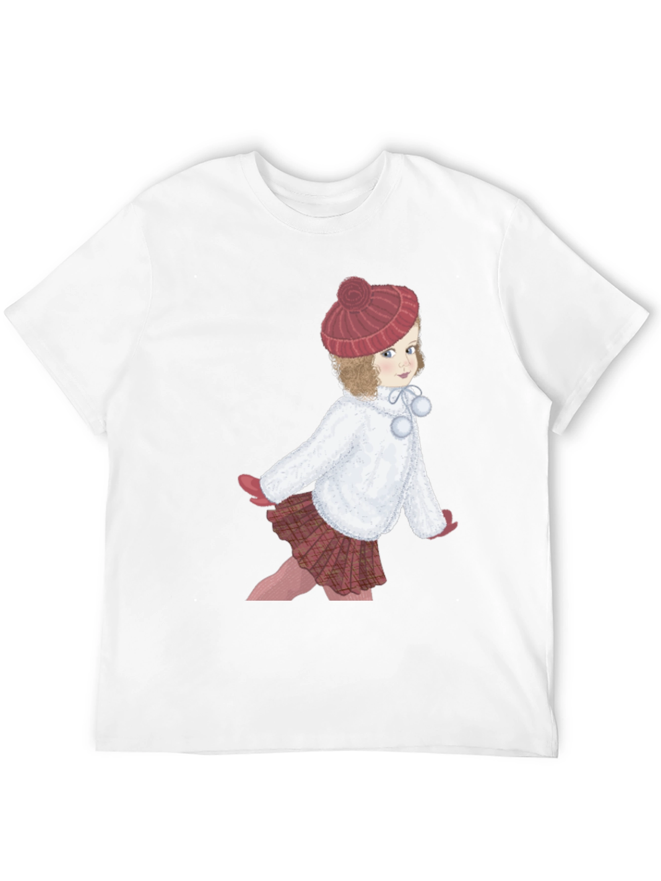 Girl with Hat Graphic Tee - Black Cotton T-Shirt