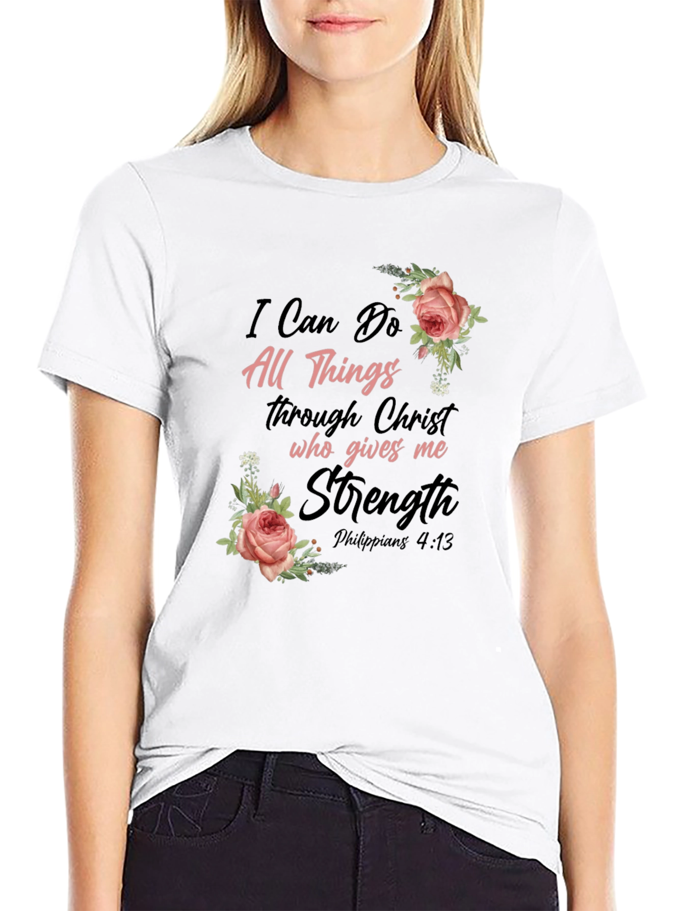 Floral Christian T-Shirt: I Can Do All Things