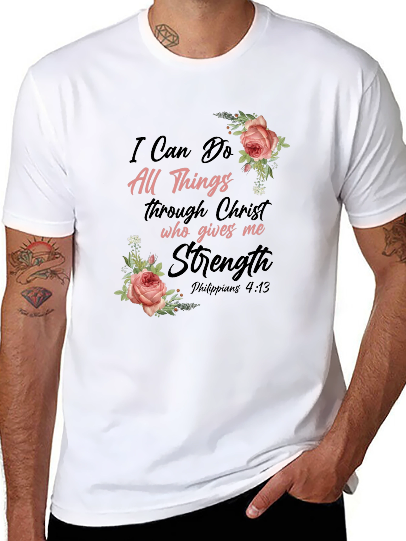 Floral Christian T-Shirt: I Can Do All Things