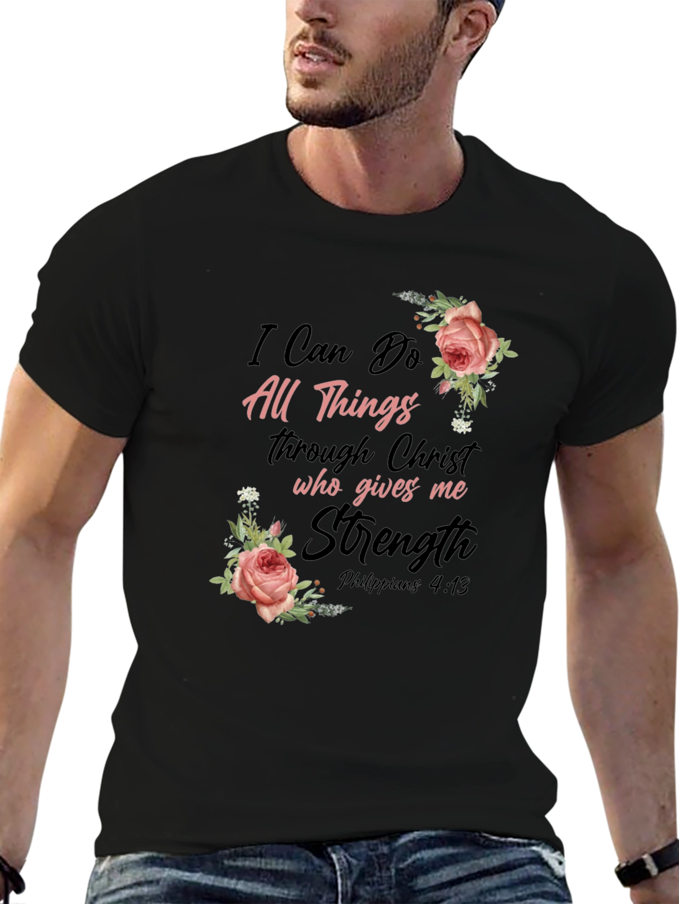 Floral Christian T-Shirt: I Can Do All Things