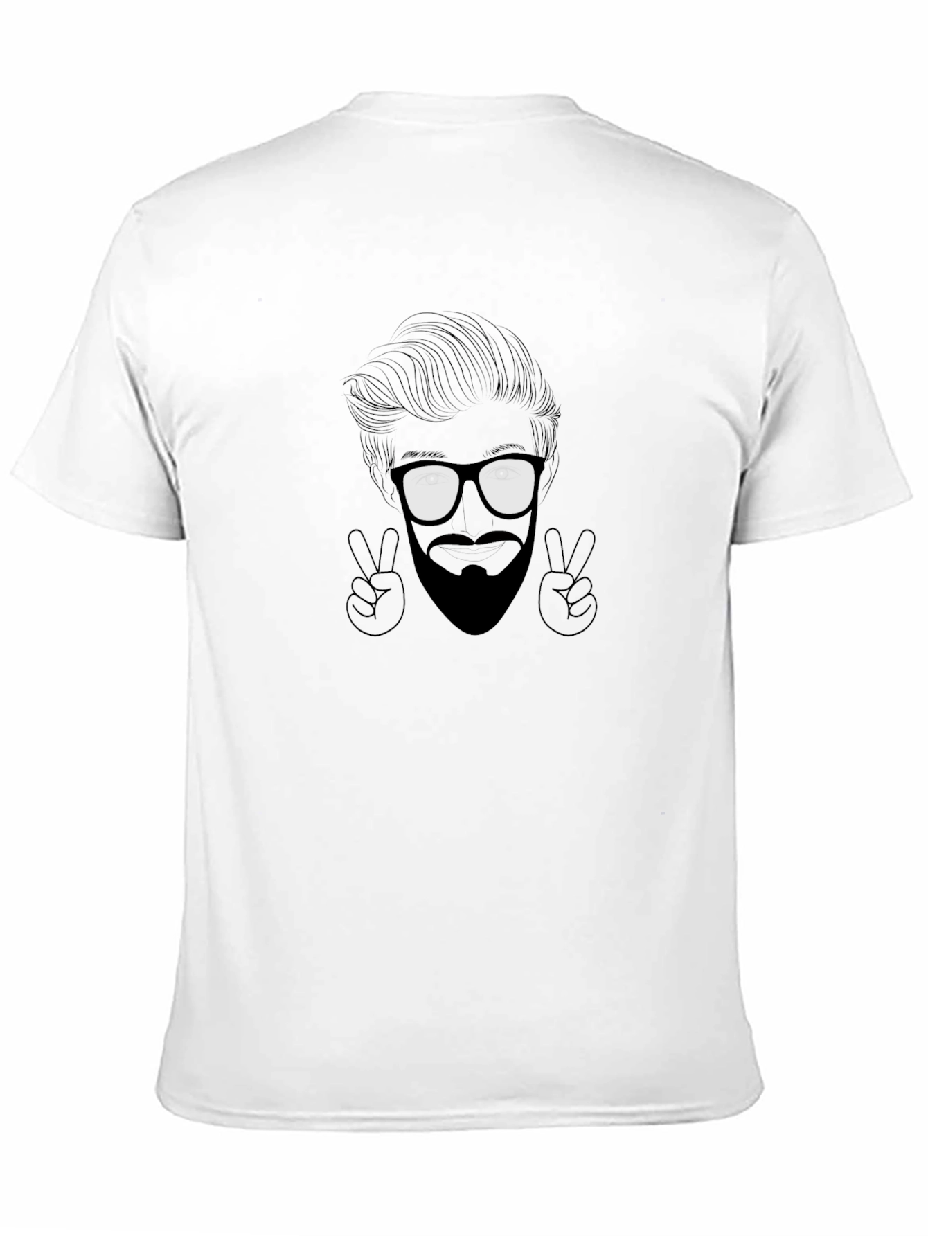 Cool Graphic Tee - Bearded Face & Peace Signs
