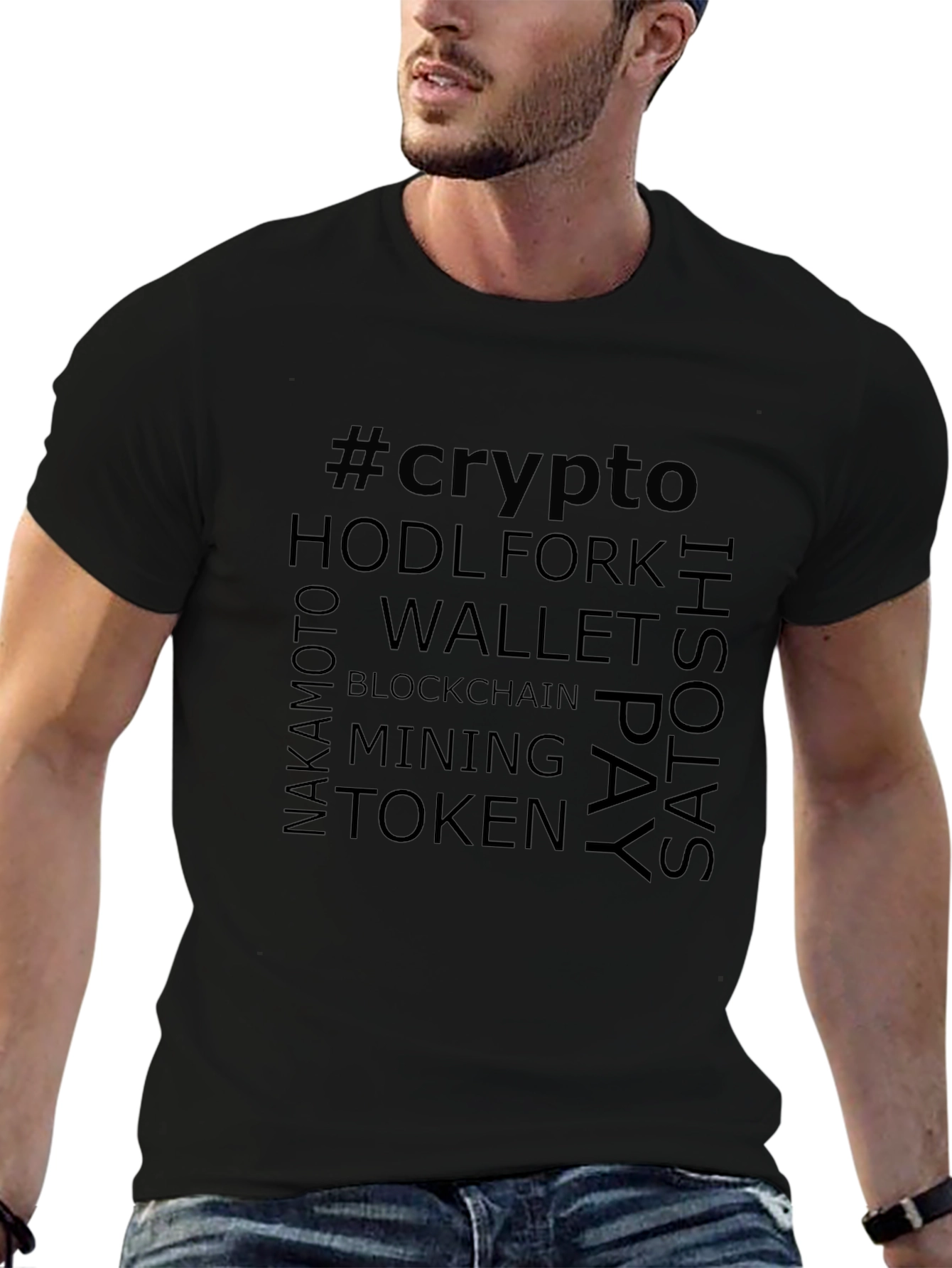 Crypto Word Art T-Shirt - Blockchain Bitcoin Tee