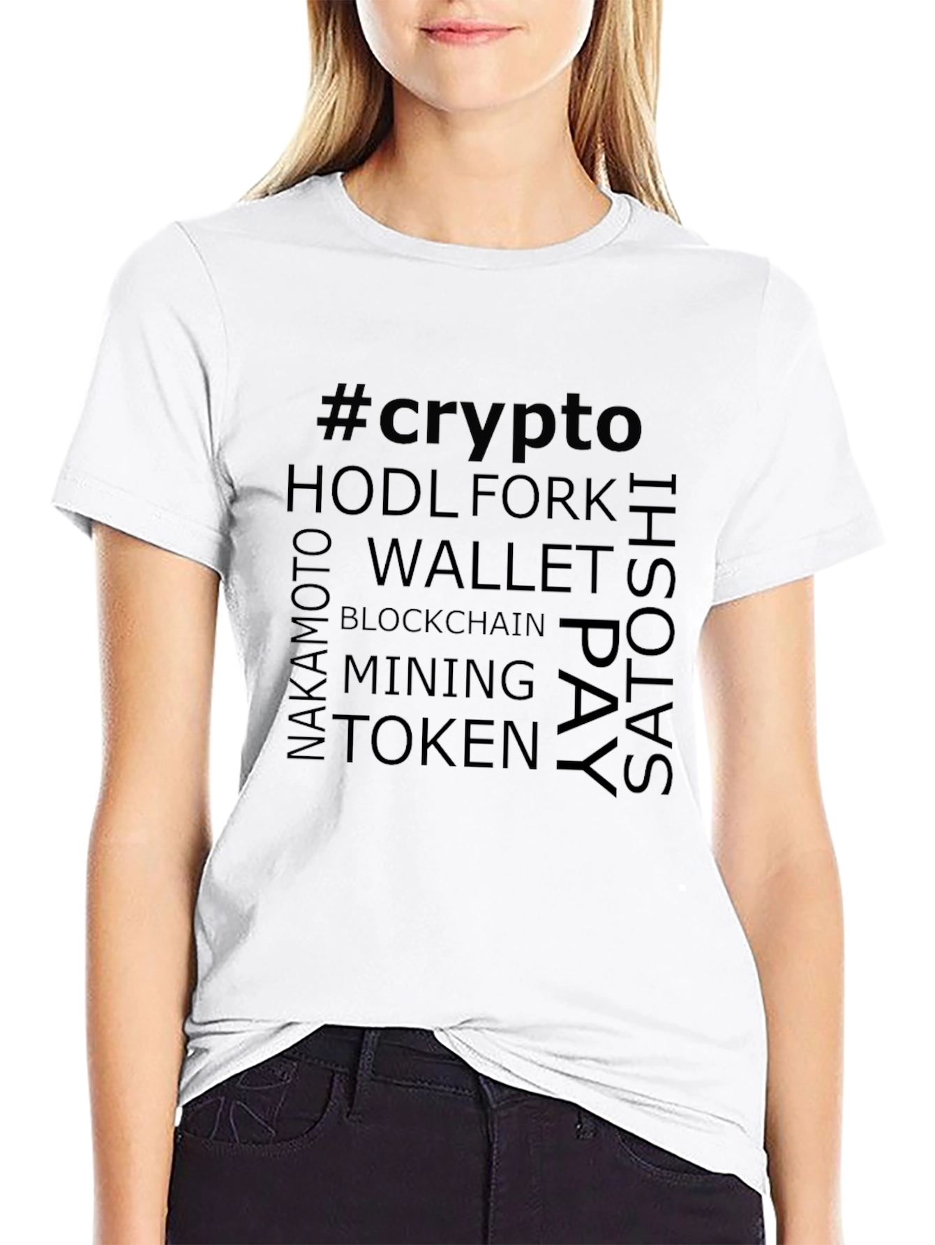 Crypto Word Art T-Shirt - Blockchain Bitcoin Tee