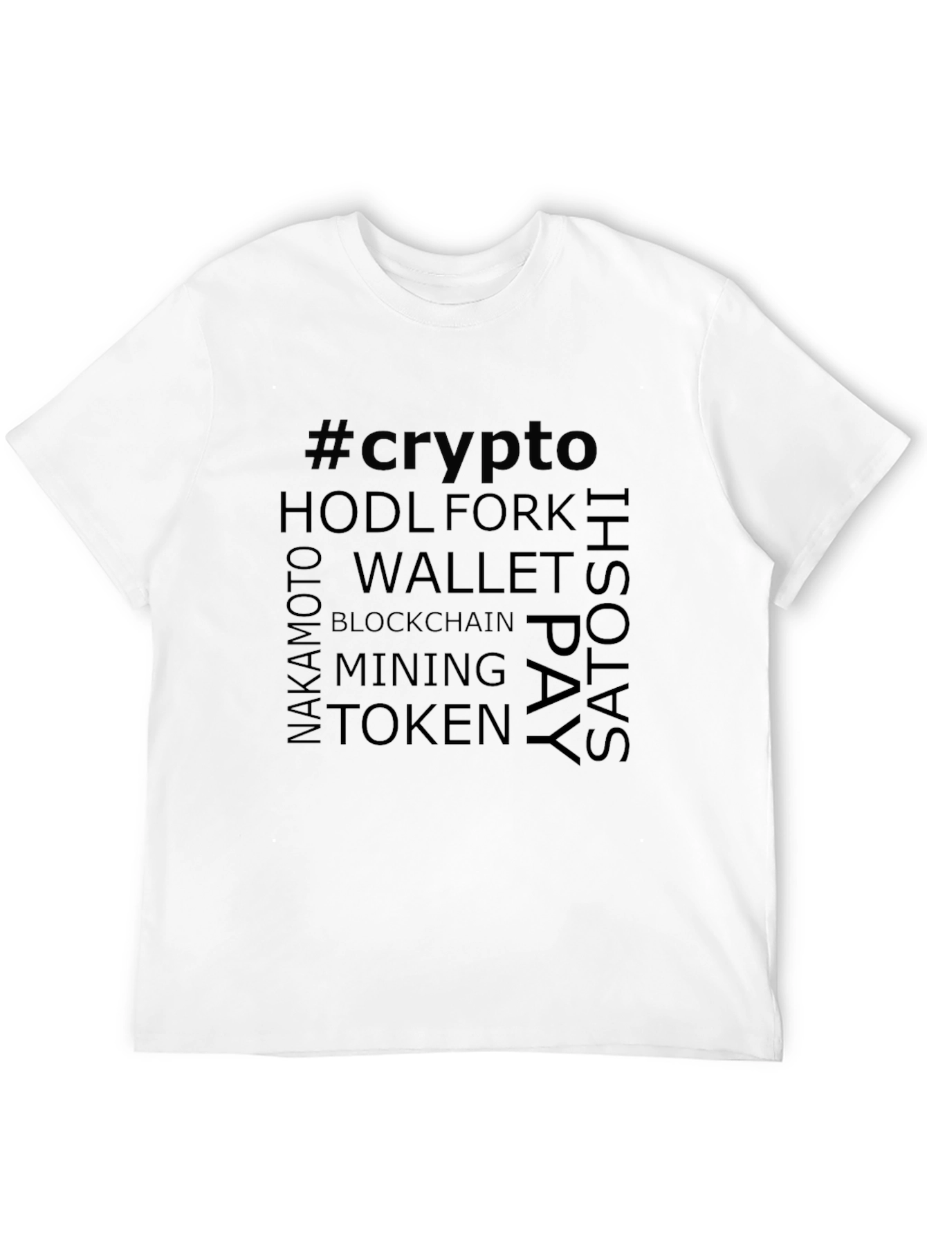 Crypto Word Art T-Shirt - Blockchain Bitcoin Tee
