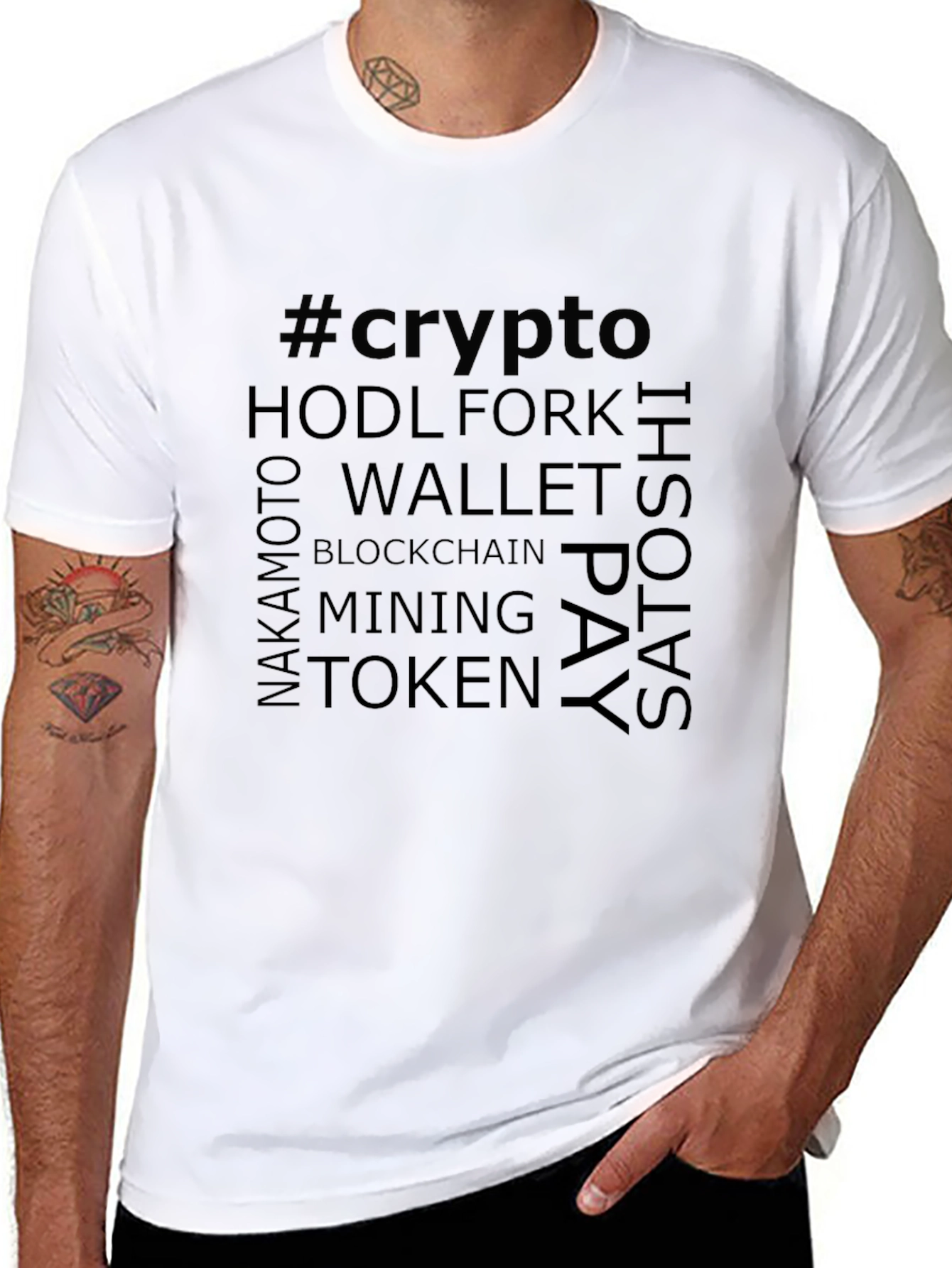 Crypto Word Art T-Shirt - Blockchain Bitcoin Tee