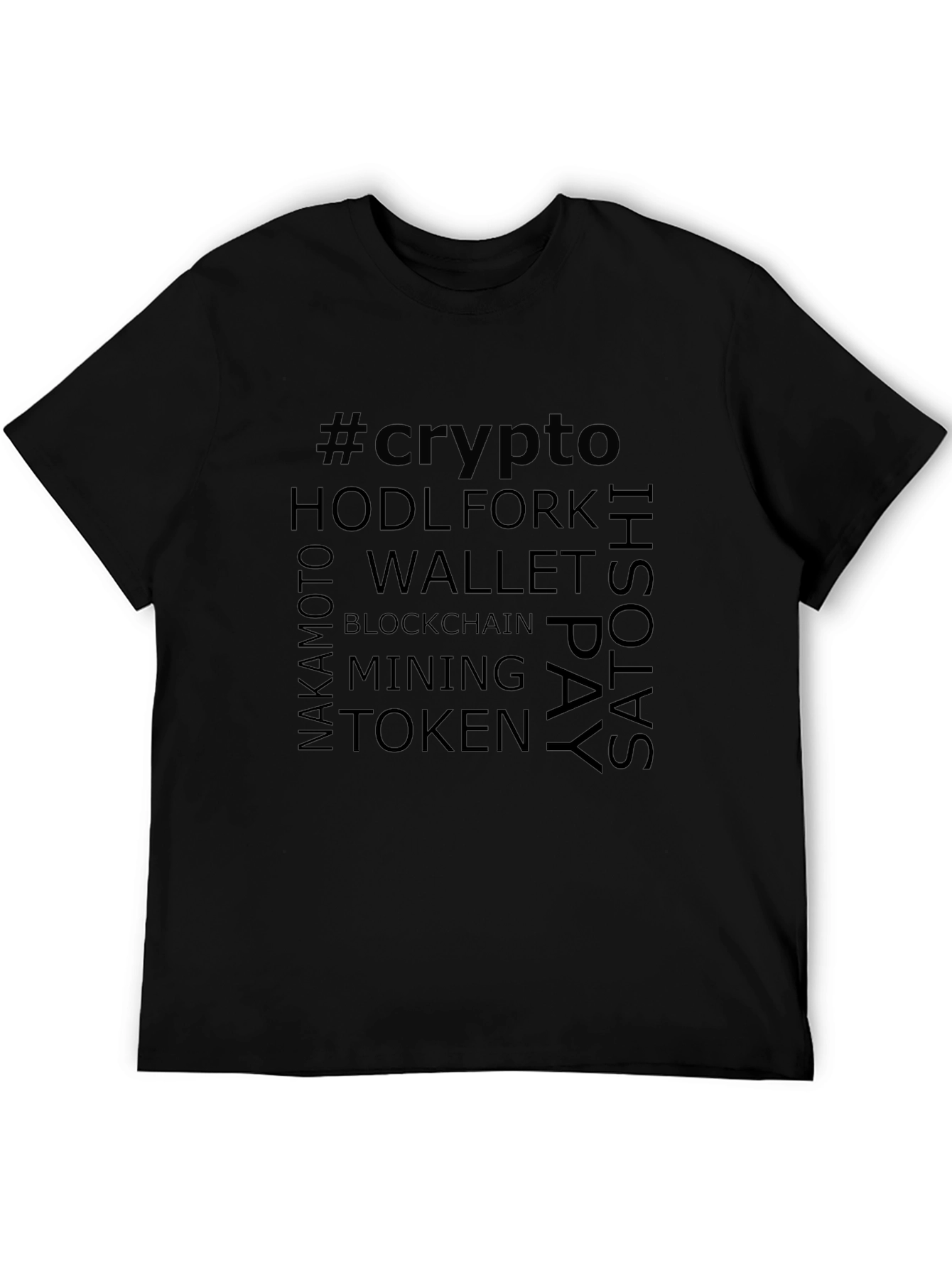Crypto Word Art T-Shirt - Blockchain Bitcoin Tee
