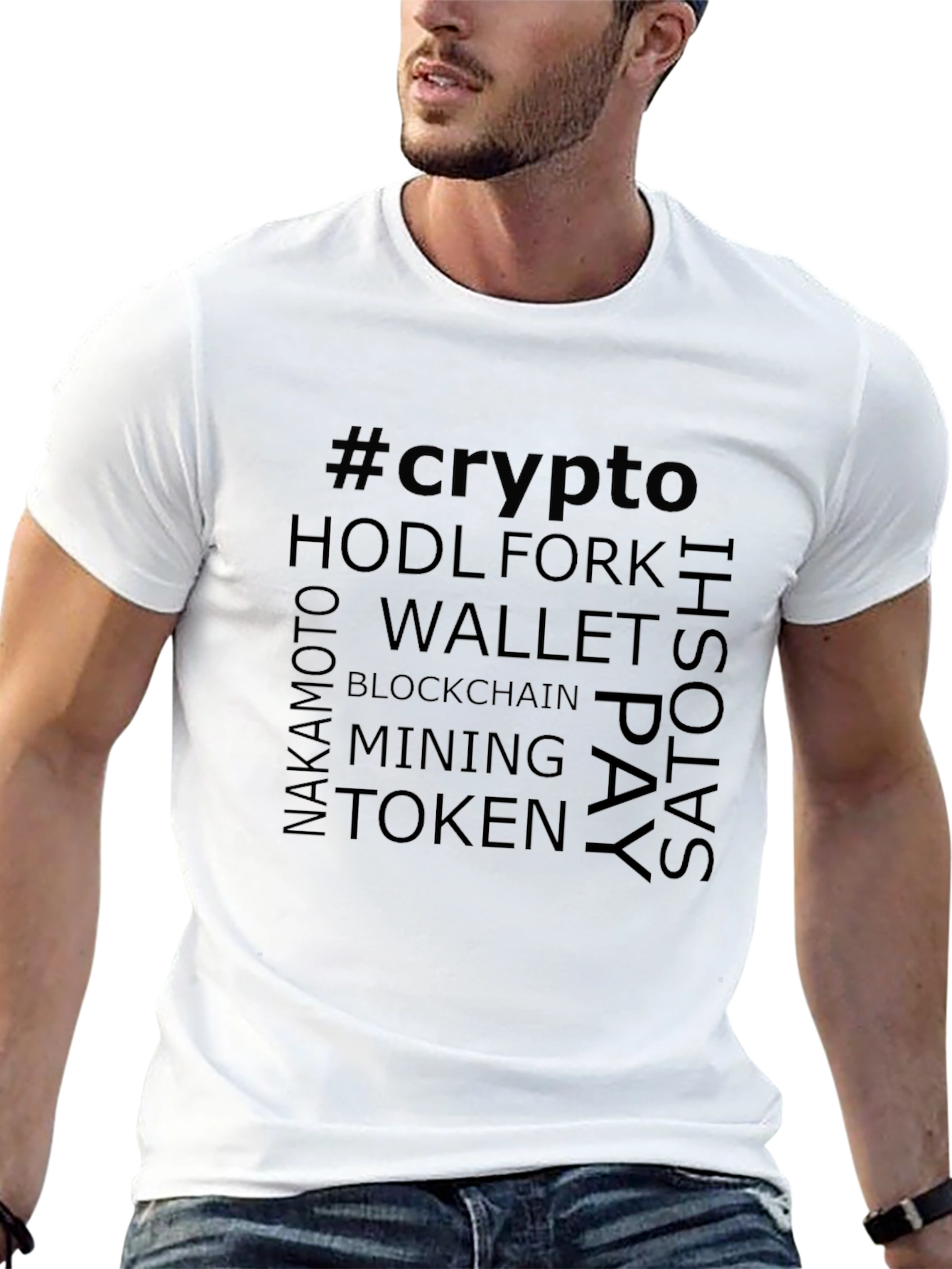 Crypto Word Art T-Shirt - Blockchain Bitcoin Tee