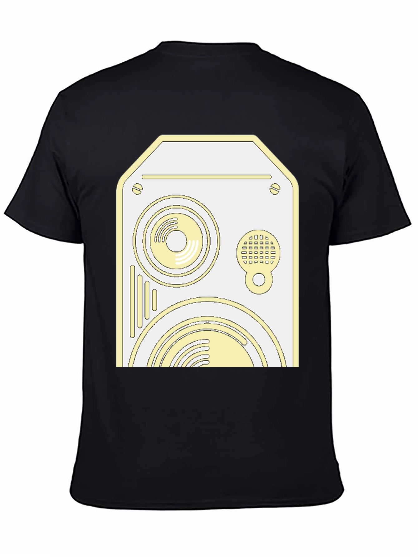 Retro Speaker Graphic Tee - Cool Black Cotton Shirt