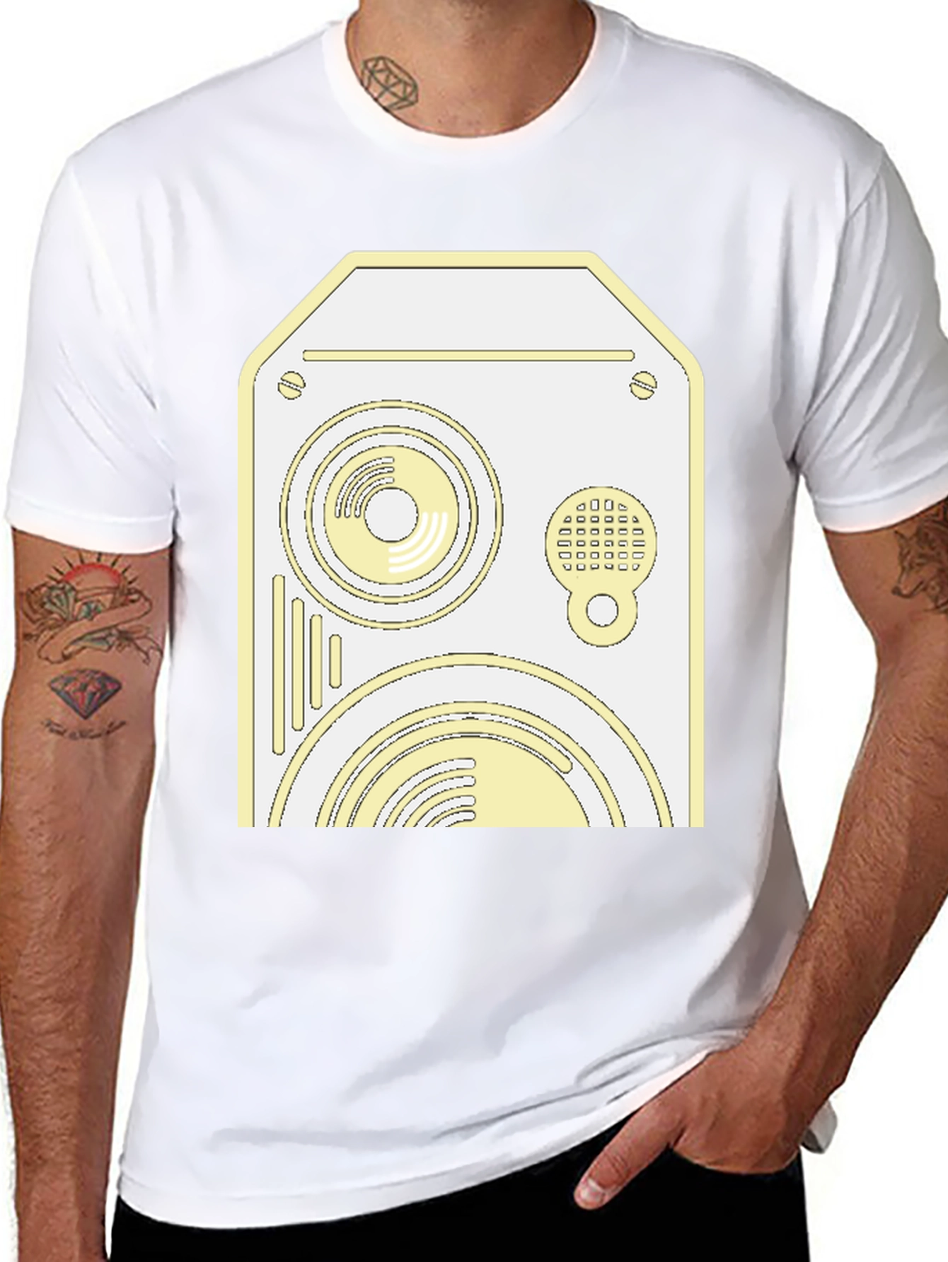 Retro Speaker Graphic Tee - Cool Black Cotton Shirt