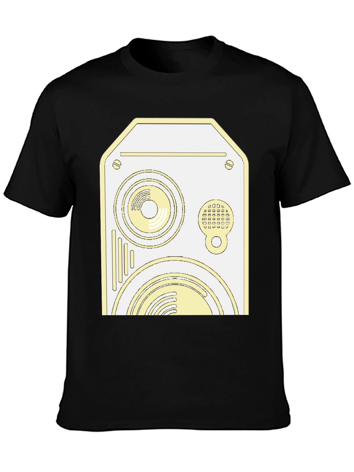 Retro Speaker Graphic Tee - Cool Black Cotton Shirt