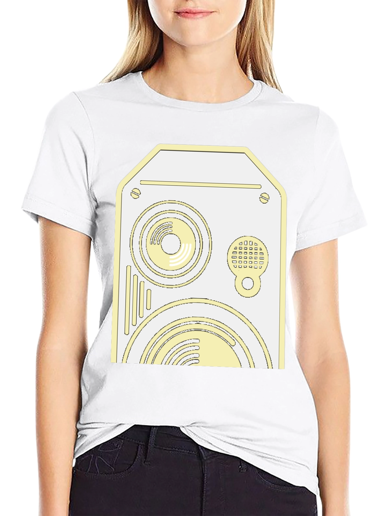 Retro Speaker Graphic Tee - Cool Black Cotton Shirt