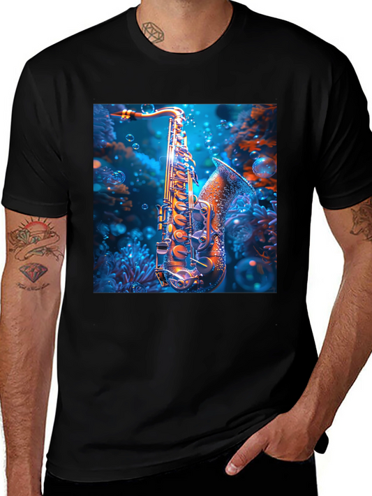 Saxophone Underwater T-Shirt - Unique Musical Design