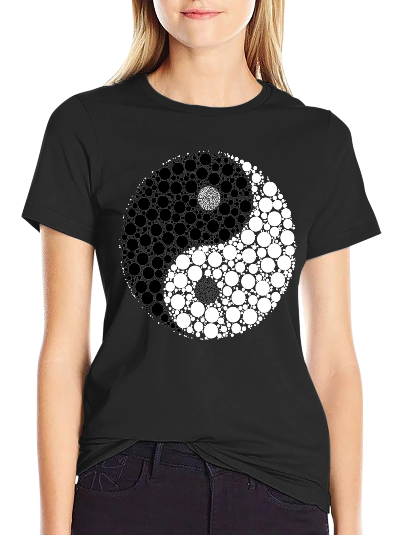 Yin Yang Circle Dot Graphic T-Shirt