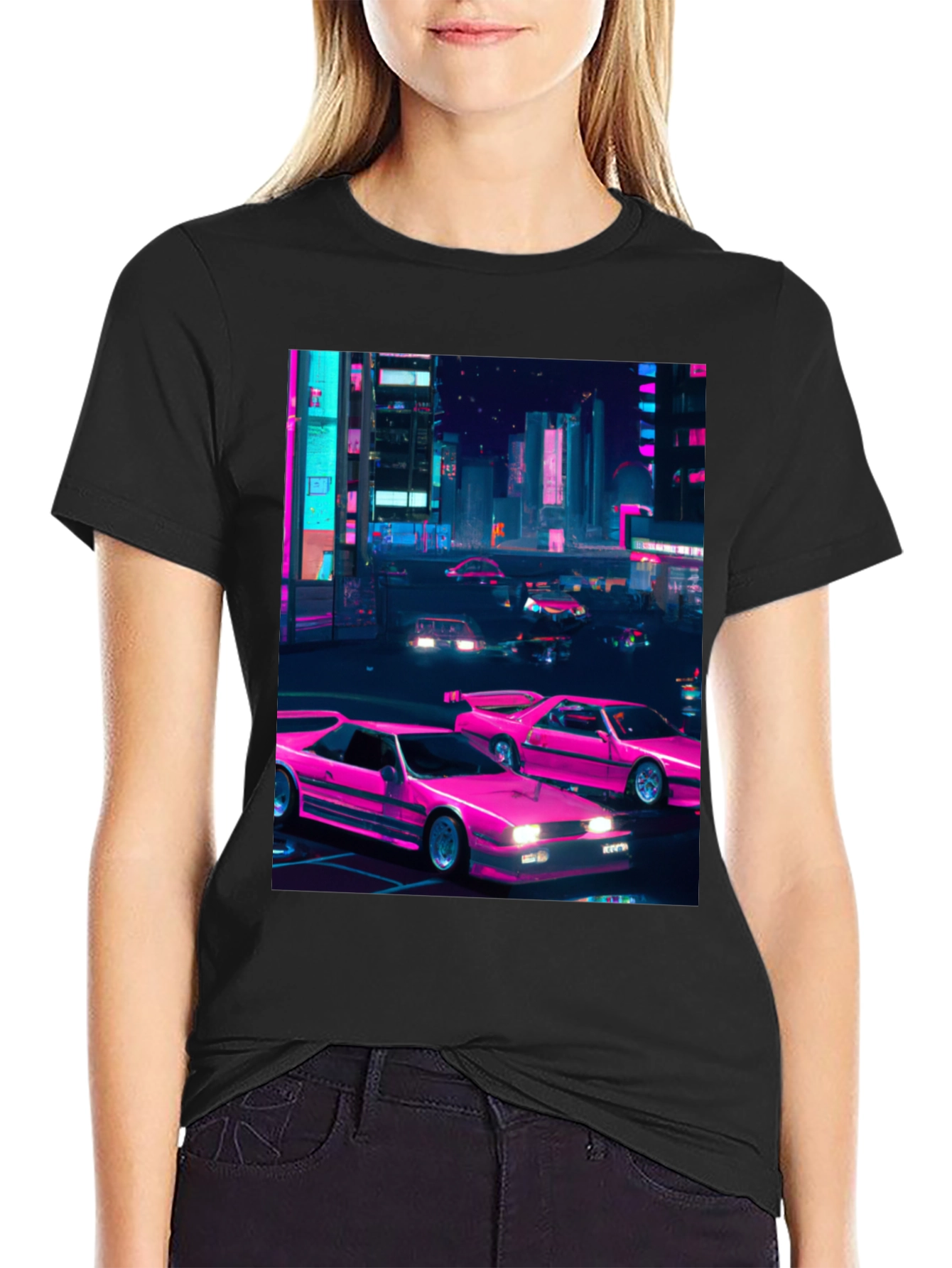 Retro Cityscape T-Shirt - Synthwave Style