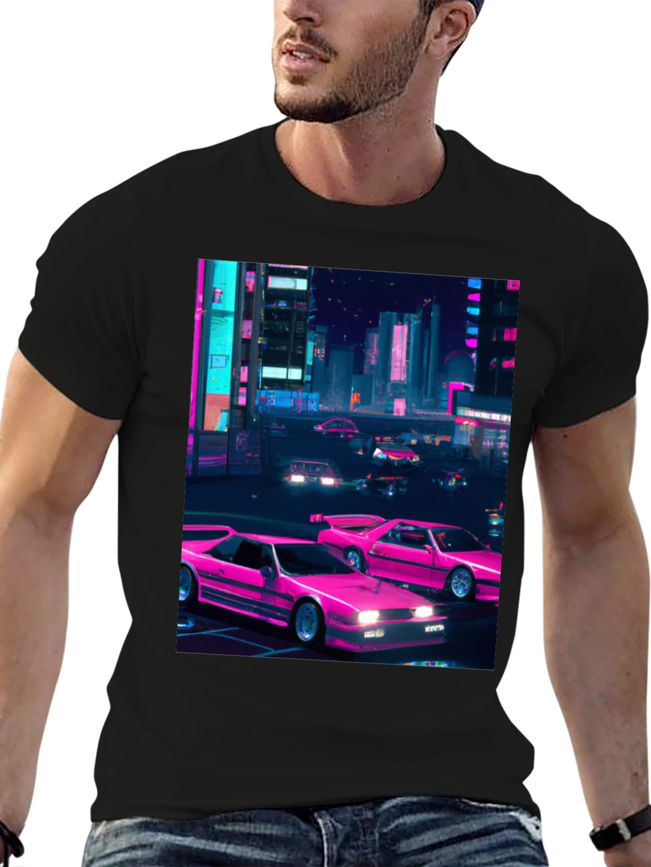 Retro Cityscape T-Shirt - Synthwave Style